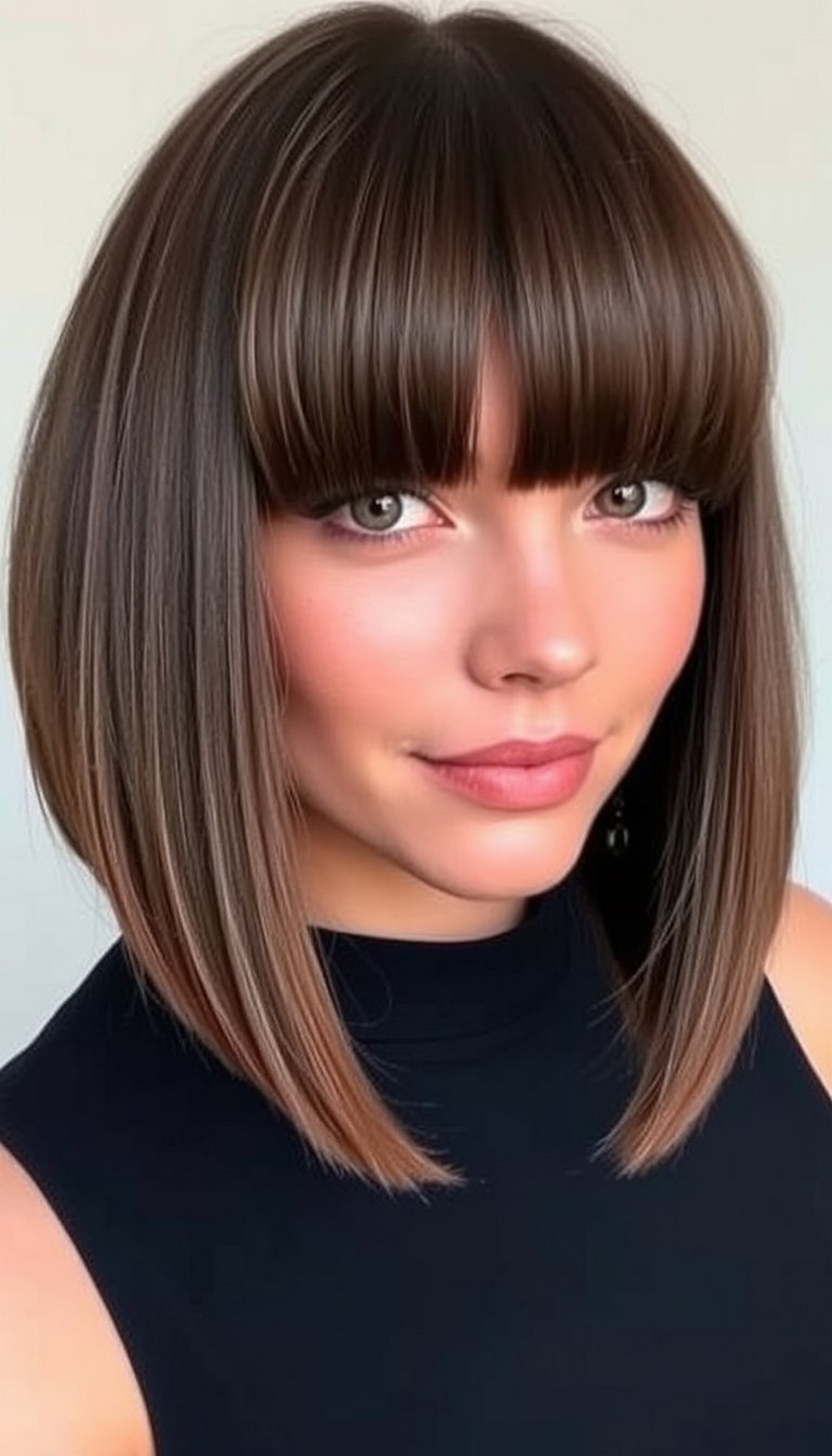 Blunt Bob with Curtain Bangs