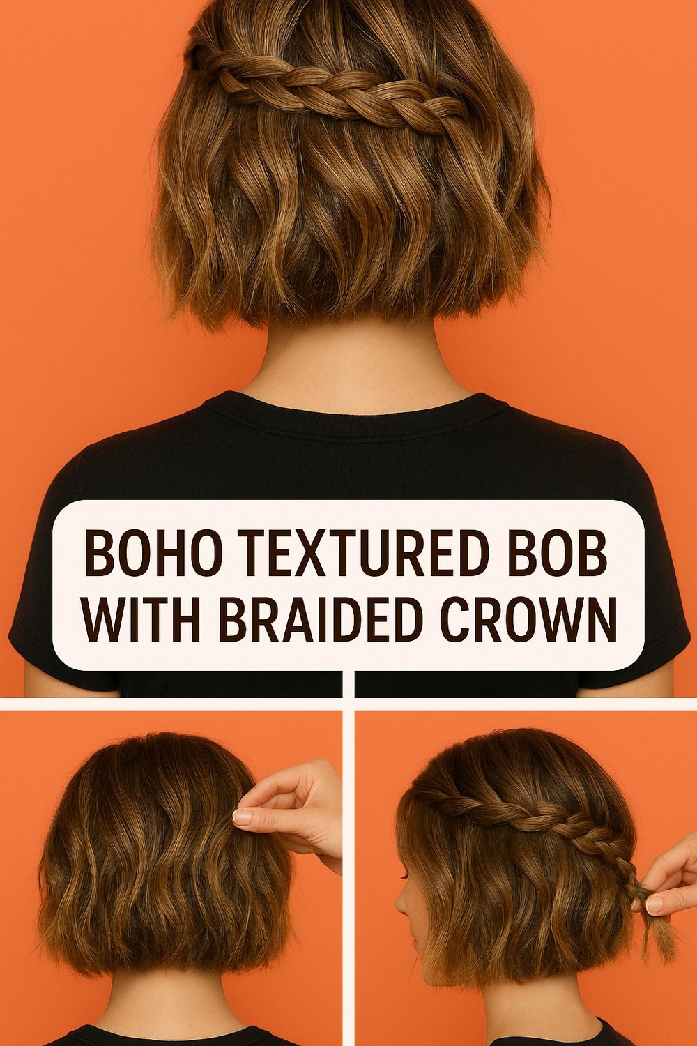 Boho Textured Bob with Braided Crown