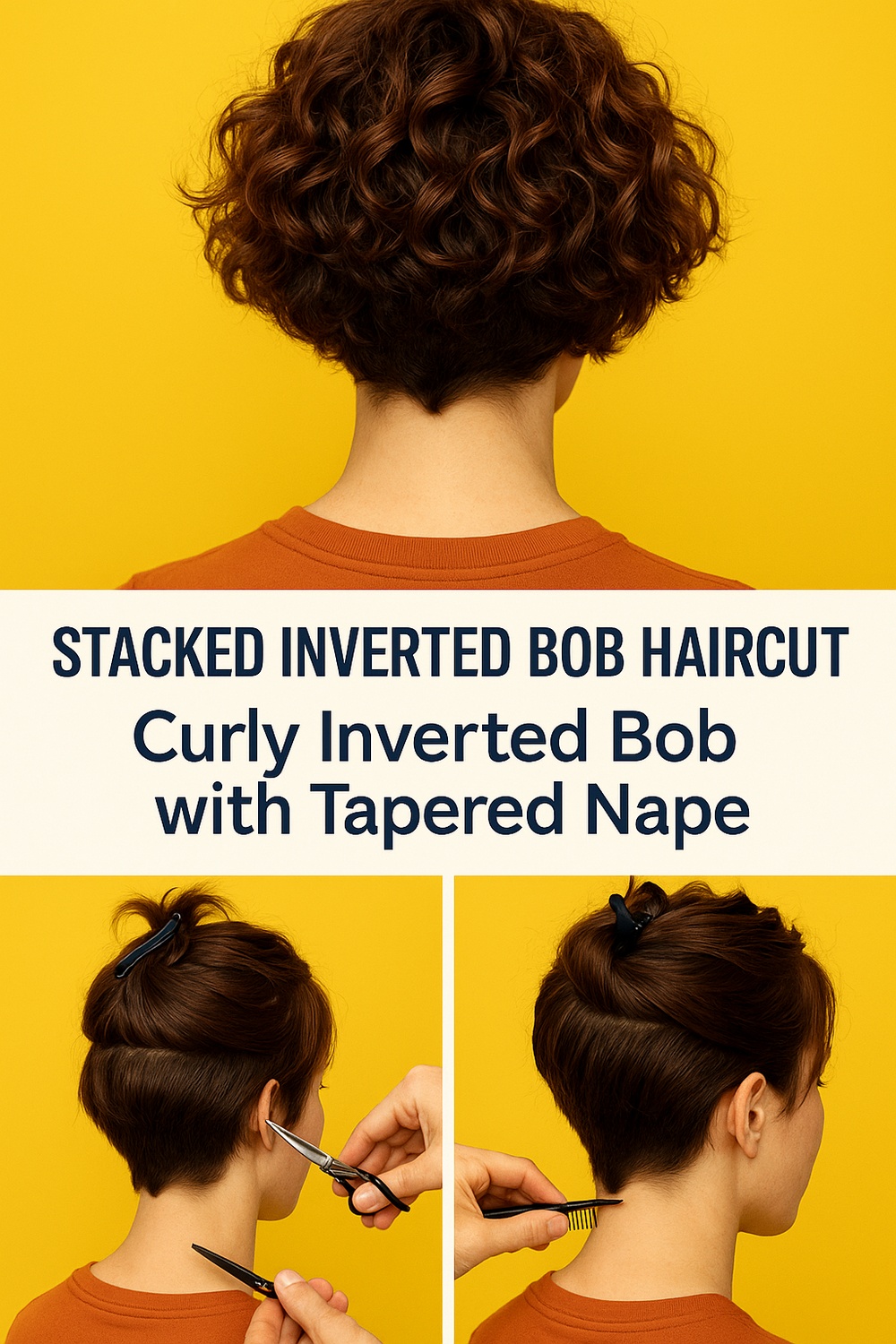 Curly Inverted Bob with Tapered Nape