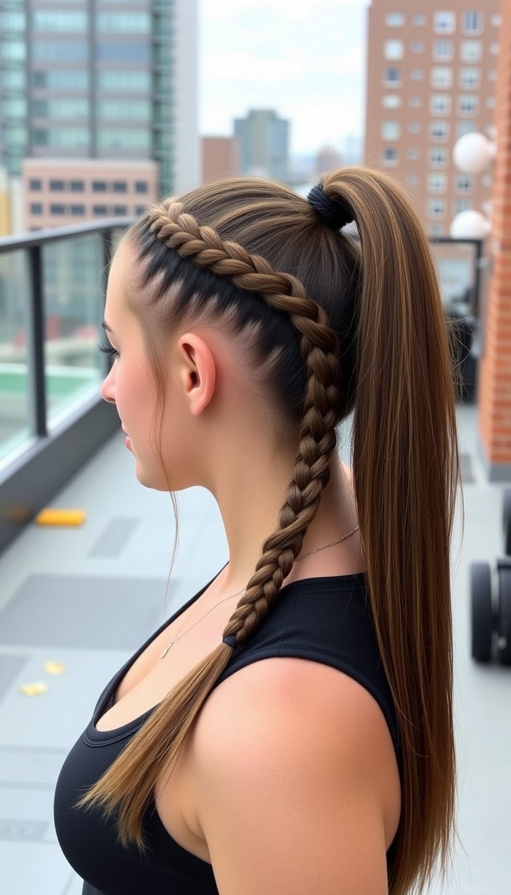 Double Boxer Braids into Half Ponytail
