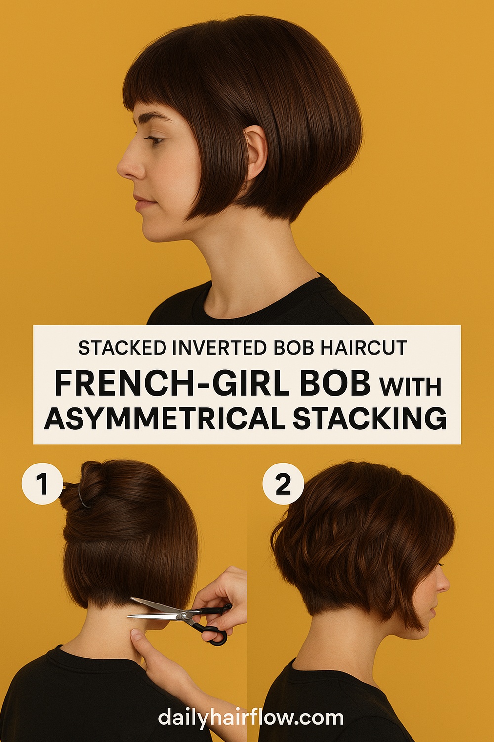 French Girl Bob with Asymmetrical Stacking