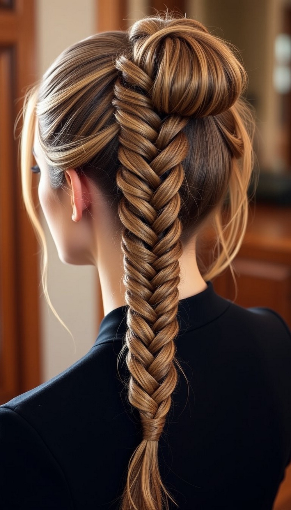 High Feed In Ponytail with Side Braids