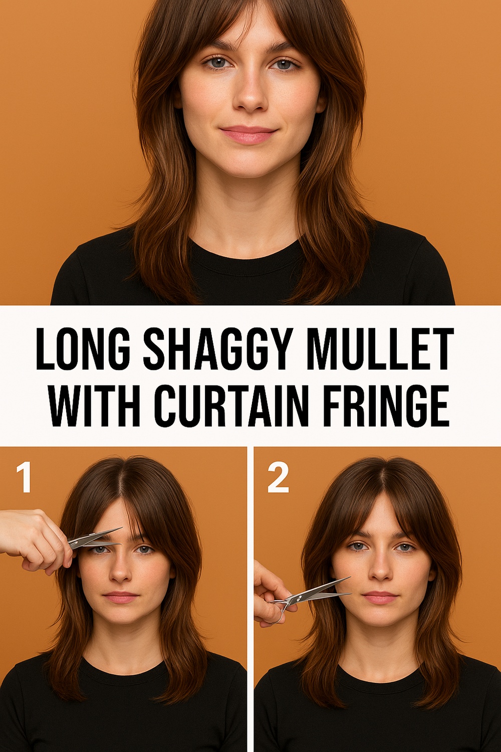 Long Shaggy Mullet with Curtain Fringe