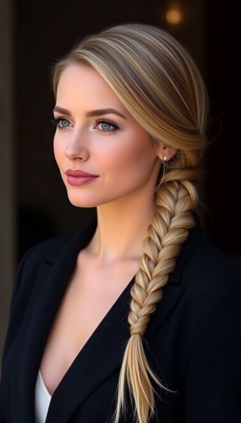 Low Feed In Braided Ponytail
