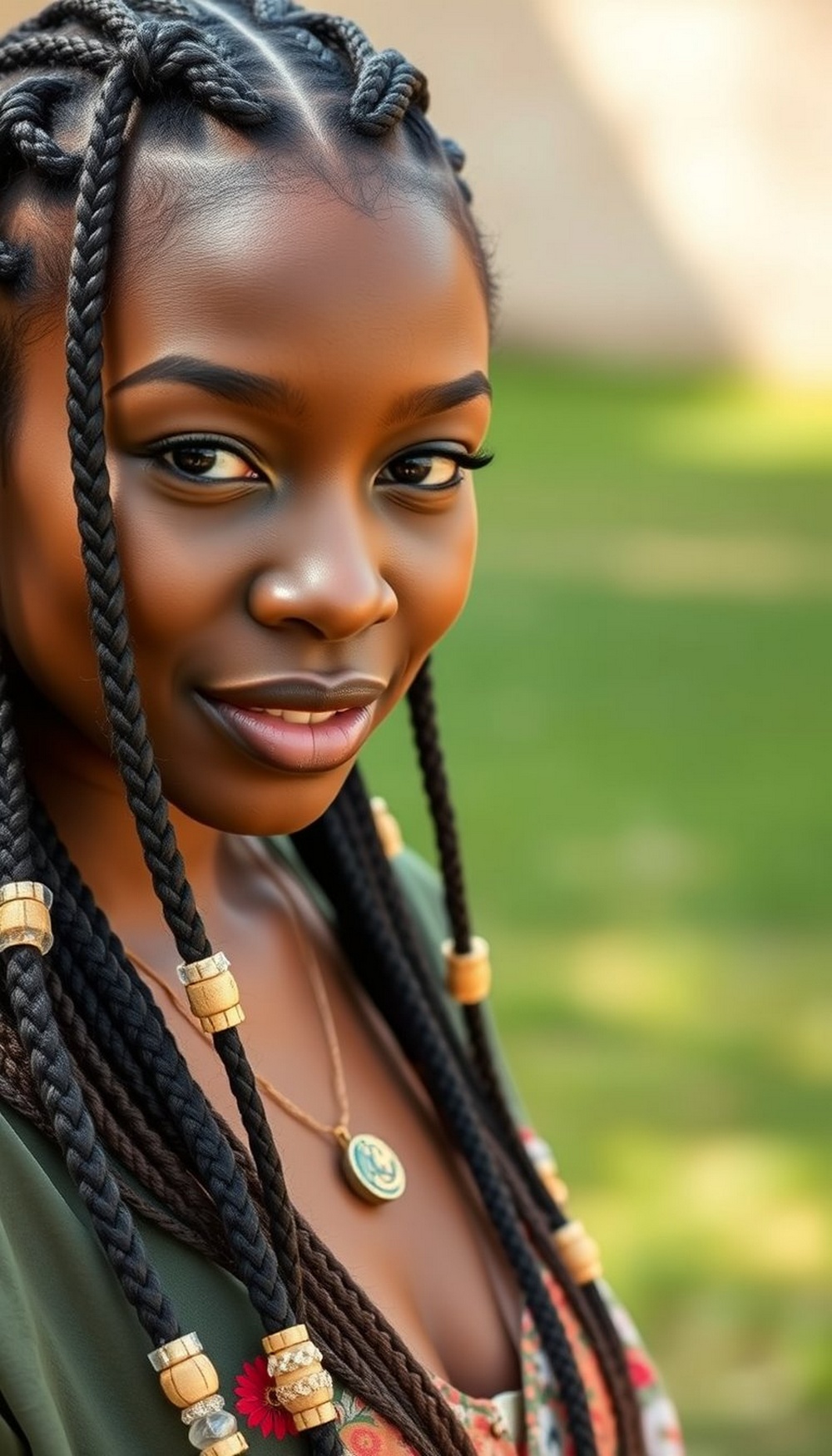 Medium Knotless Braids with Beads