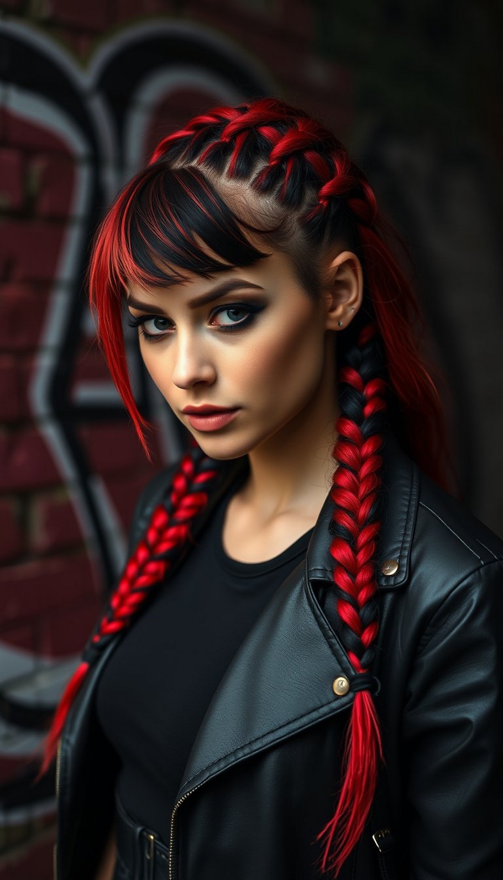 Red & Black Duo Tone Braids