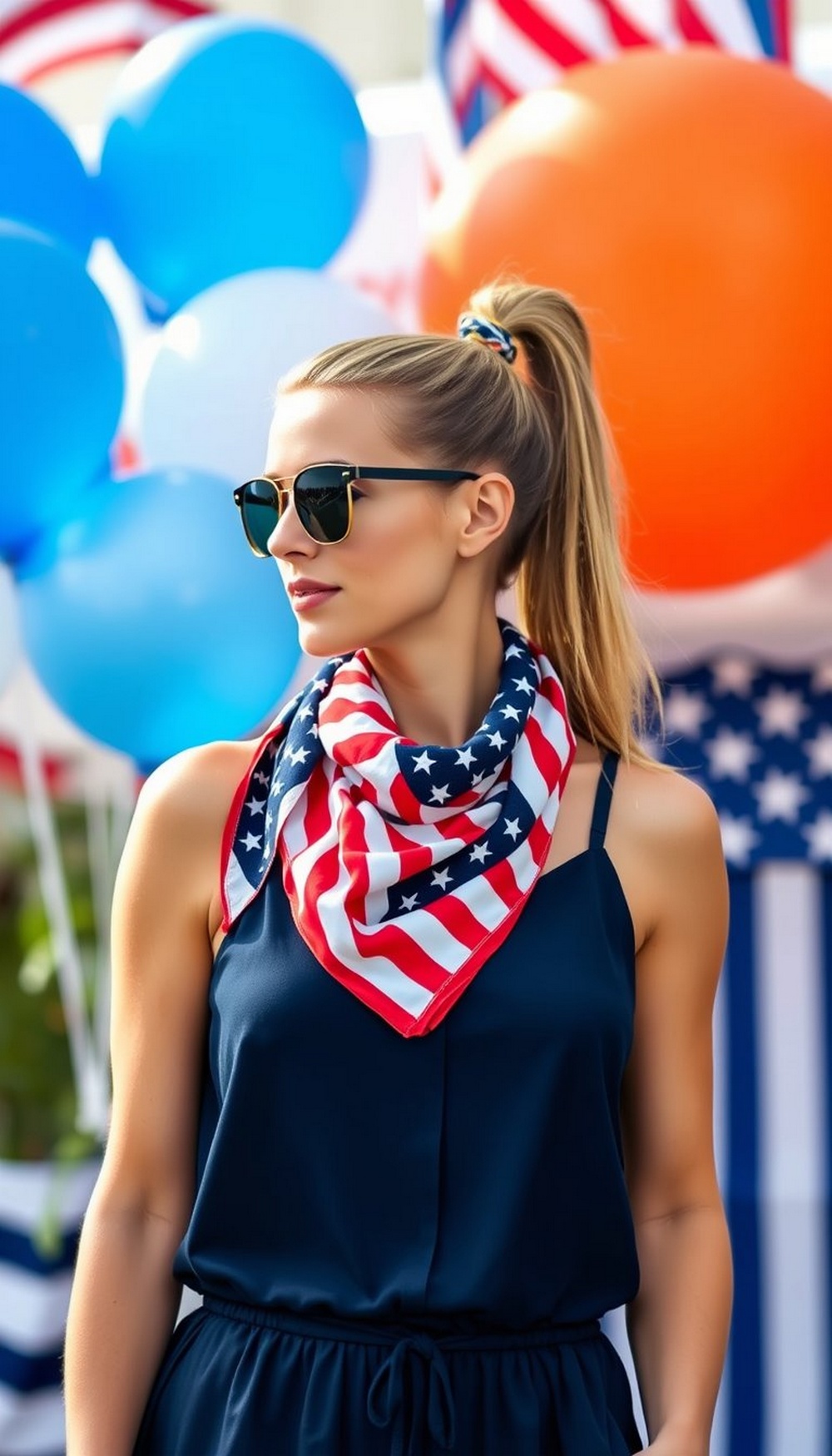 Sleek Ponytail with Scarf Wrap