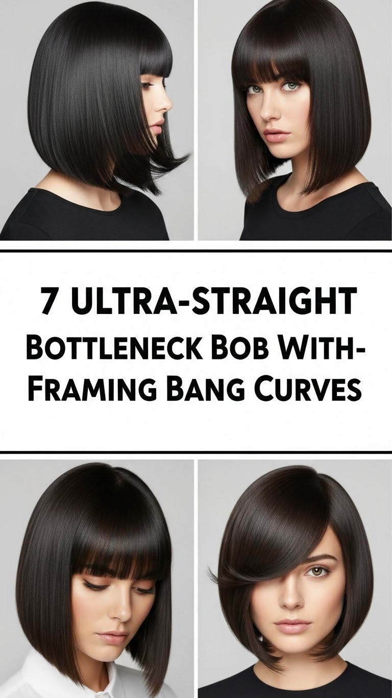 7 Ultra-Straight Bottleneck Bob With Face-Framing Bang Curves