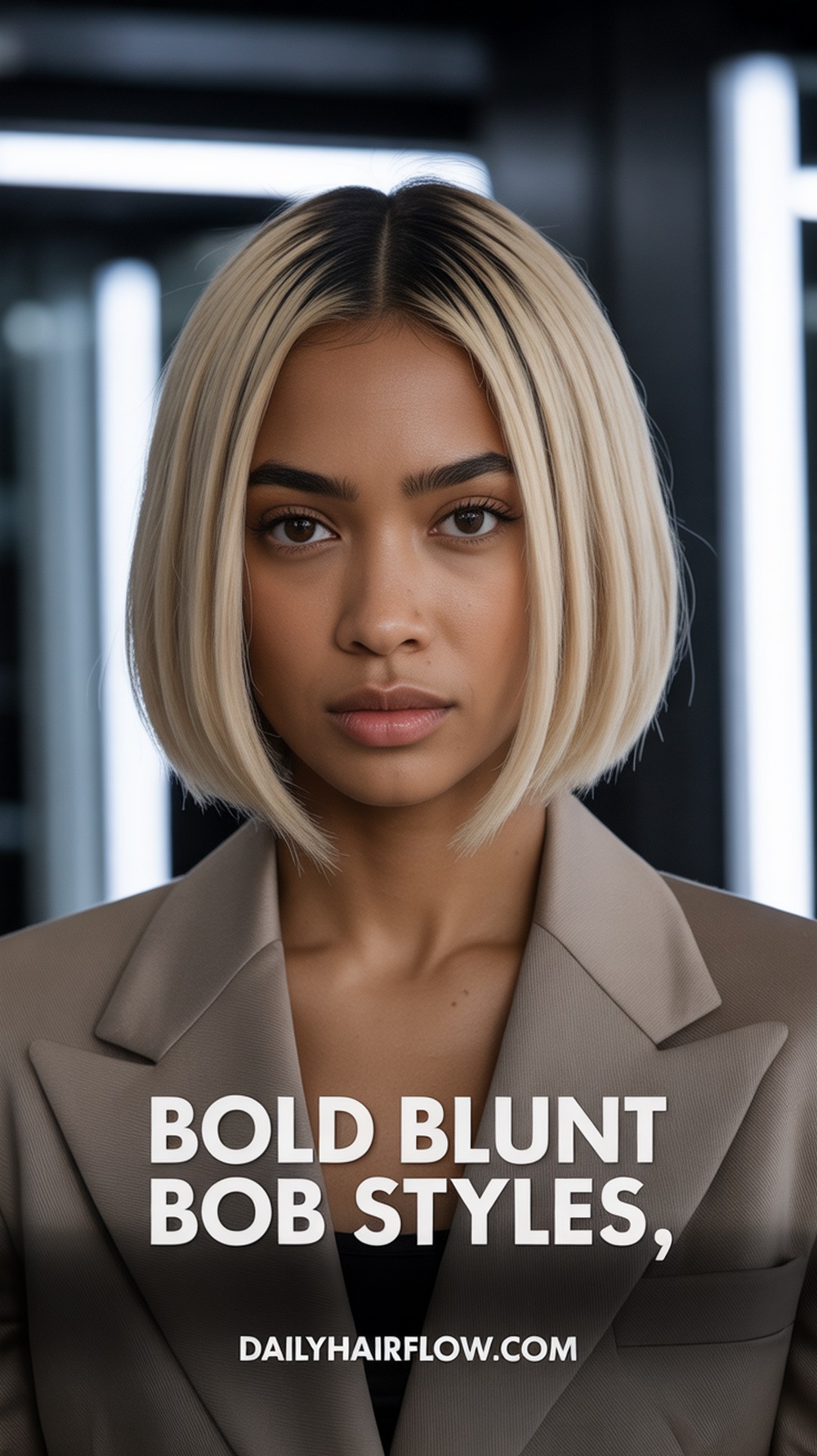 Ash Blonde Blunt Cut Bob
