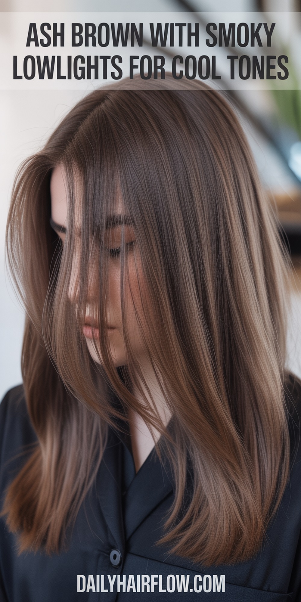 Ash Brown with Smoky Lowlights for Cool Tones