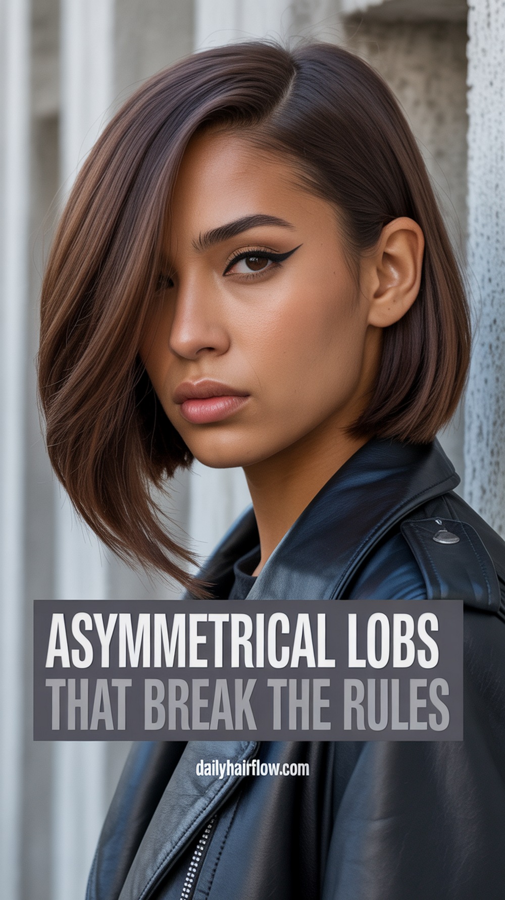 Asymmetrical Mushroom Brown Lob for an Edgy Vibe