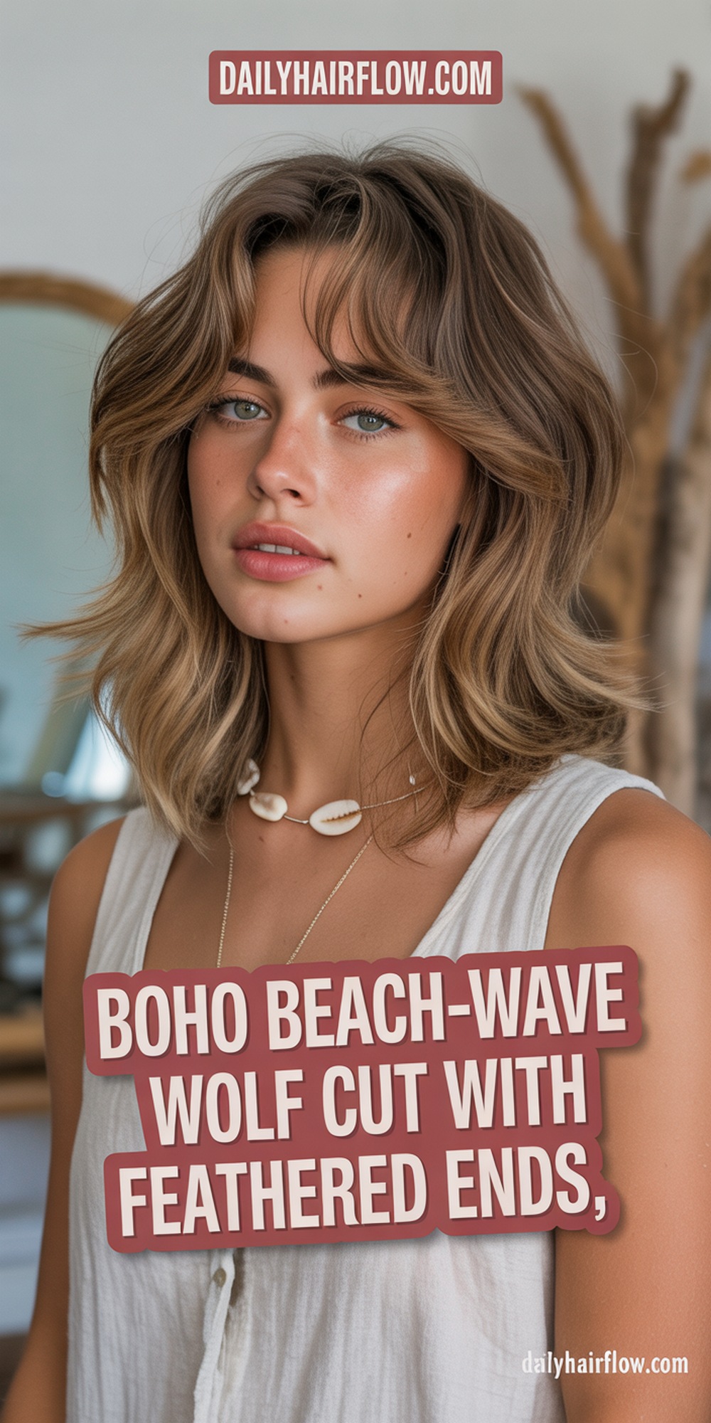 Boho Beach Wave Wolf Cut with Feathered Ends