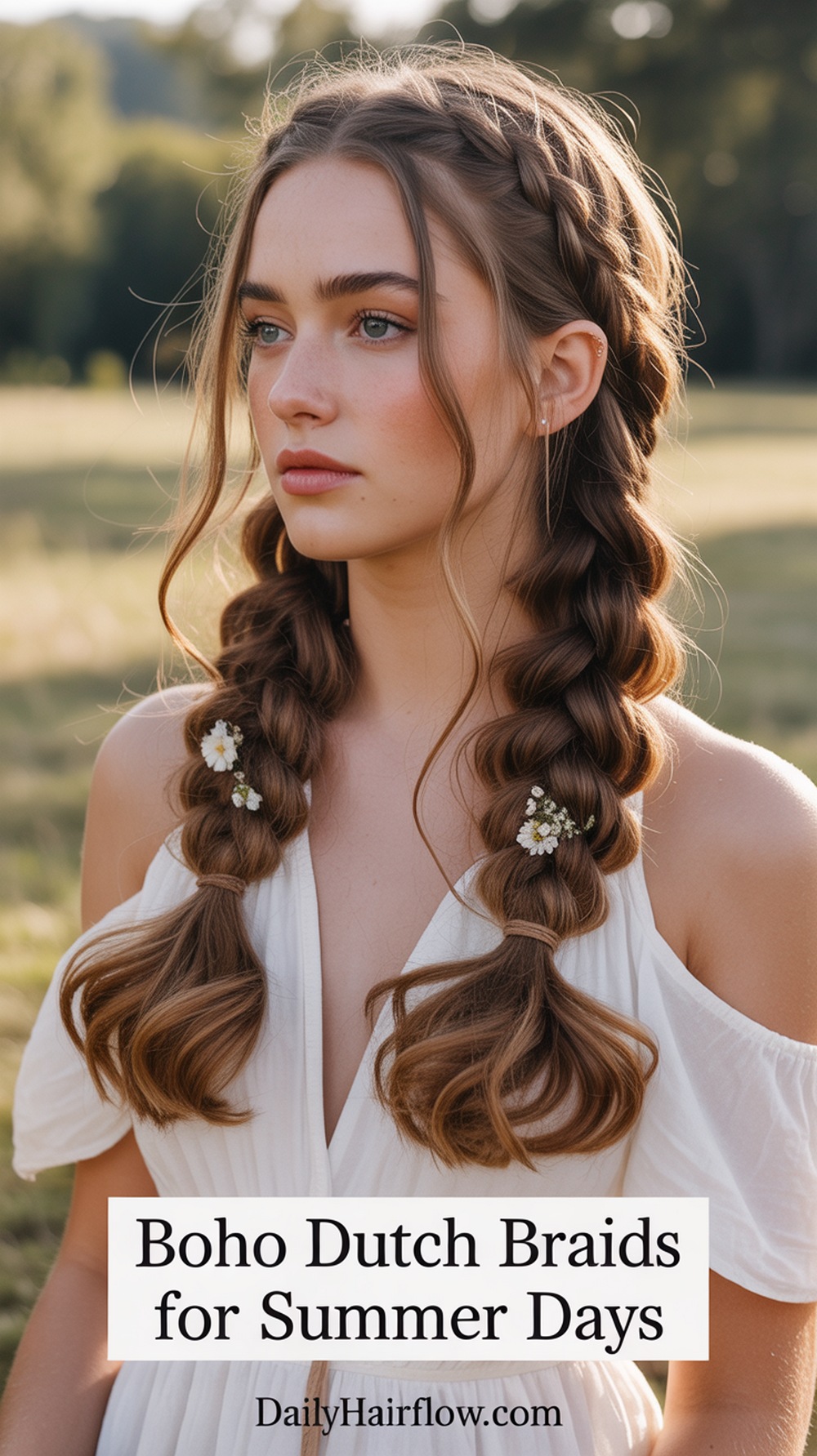 Boho Inspired Double Dutch Braids with Loose Waves