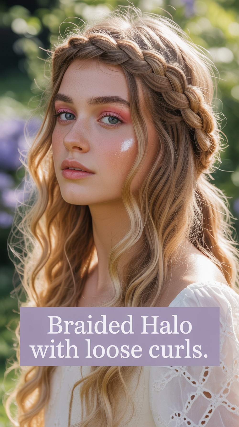 Braided Halo with Loose Curls
