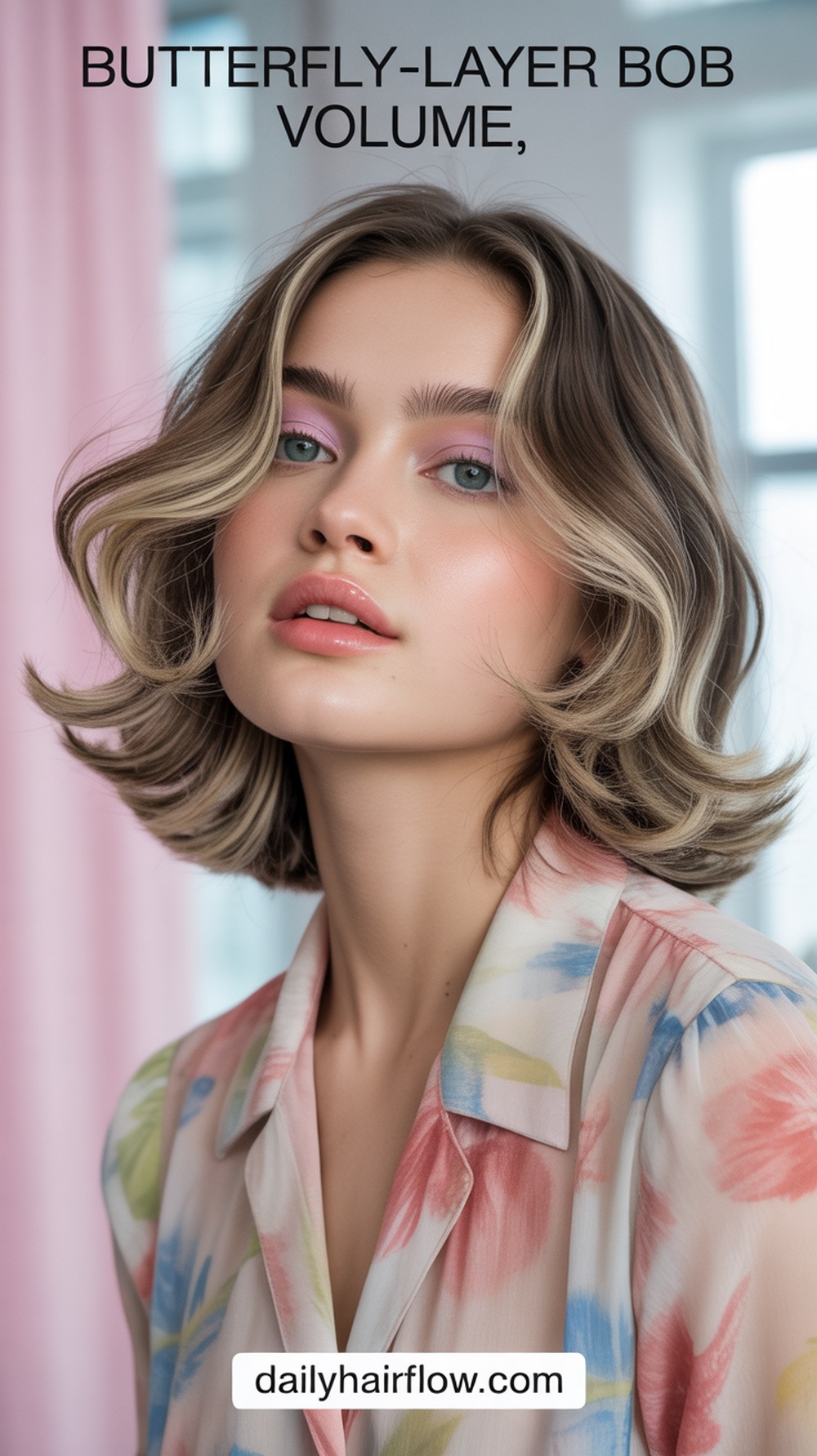 Butterfly‑Layer Wavy Bob