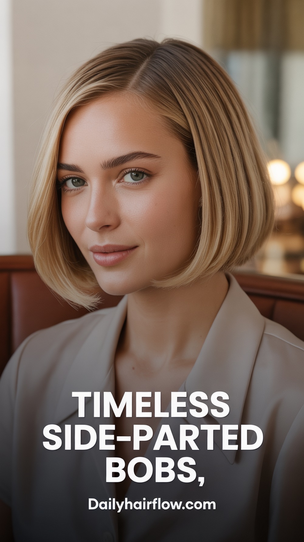 Classic Ash Blonde Bob with Side Part