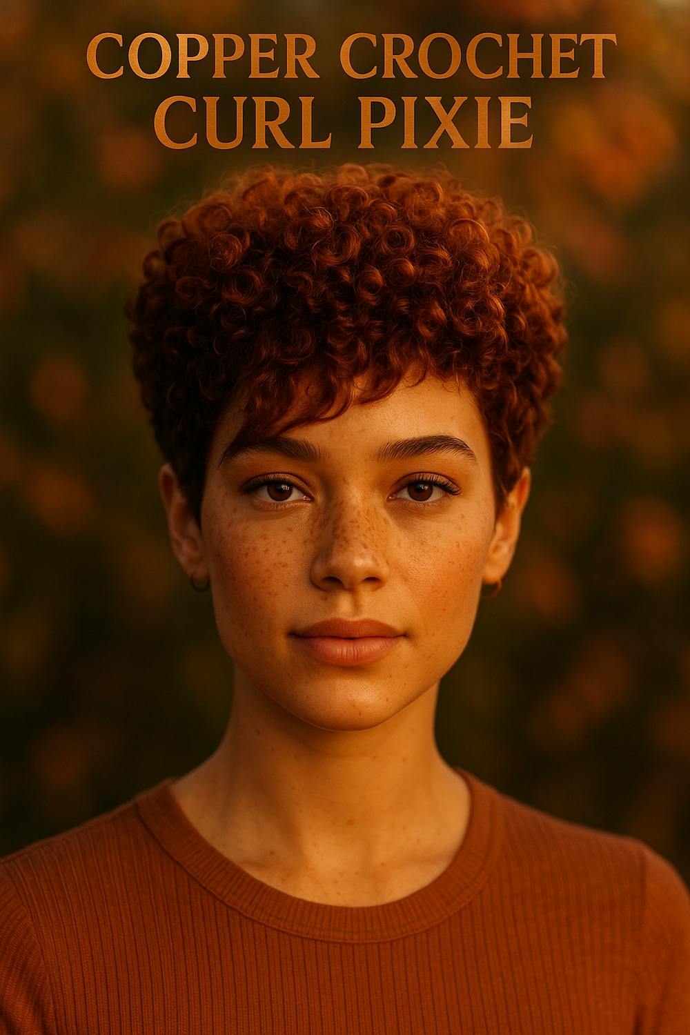 Copper Crochet Curl Pixie and Wispy Side Fringe