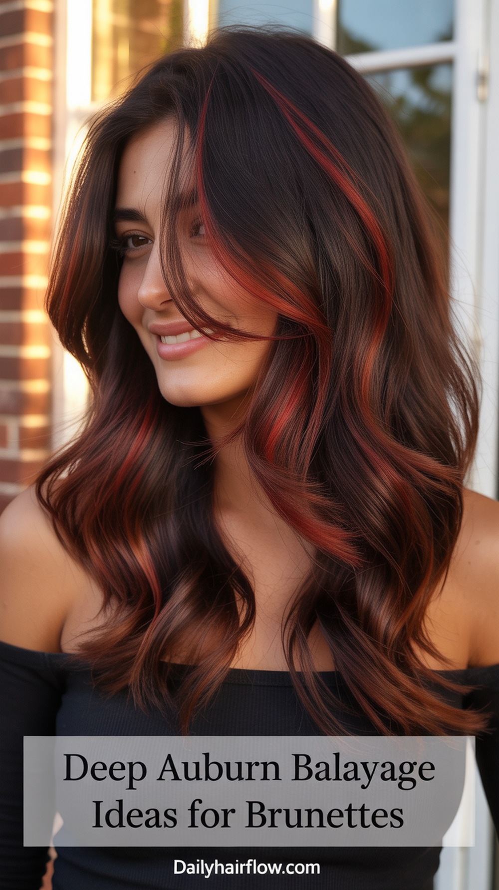 Deep Auburn Balayage on Dark Brown Hair