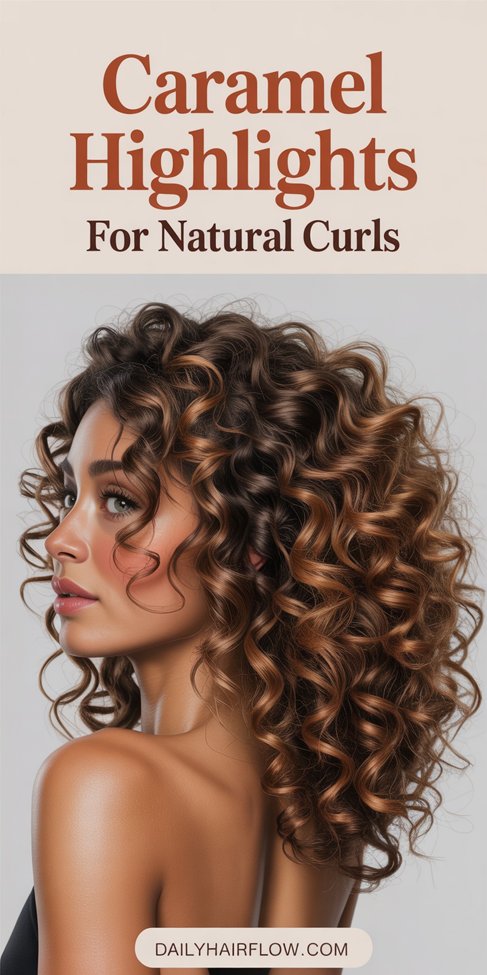 Dimensional Caramel Highlights for Curly Hair