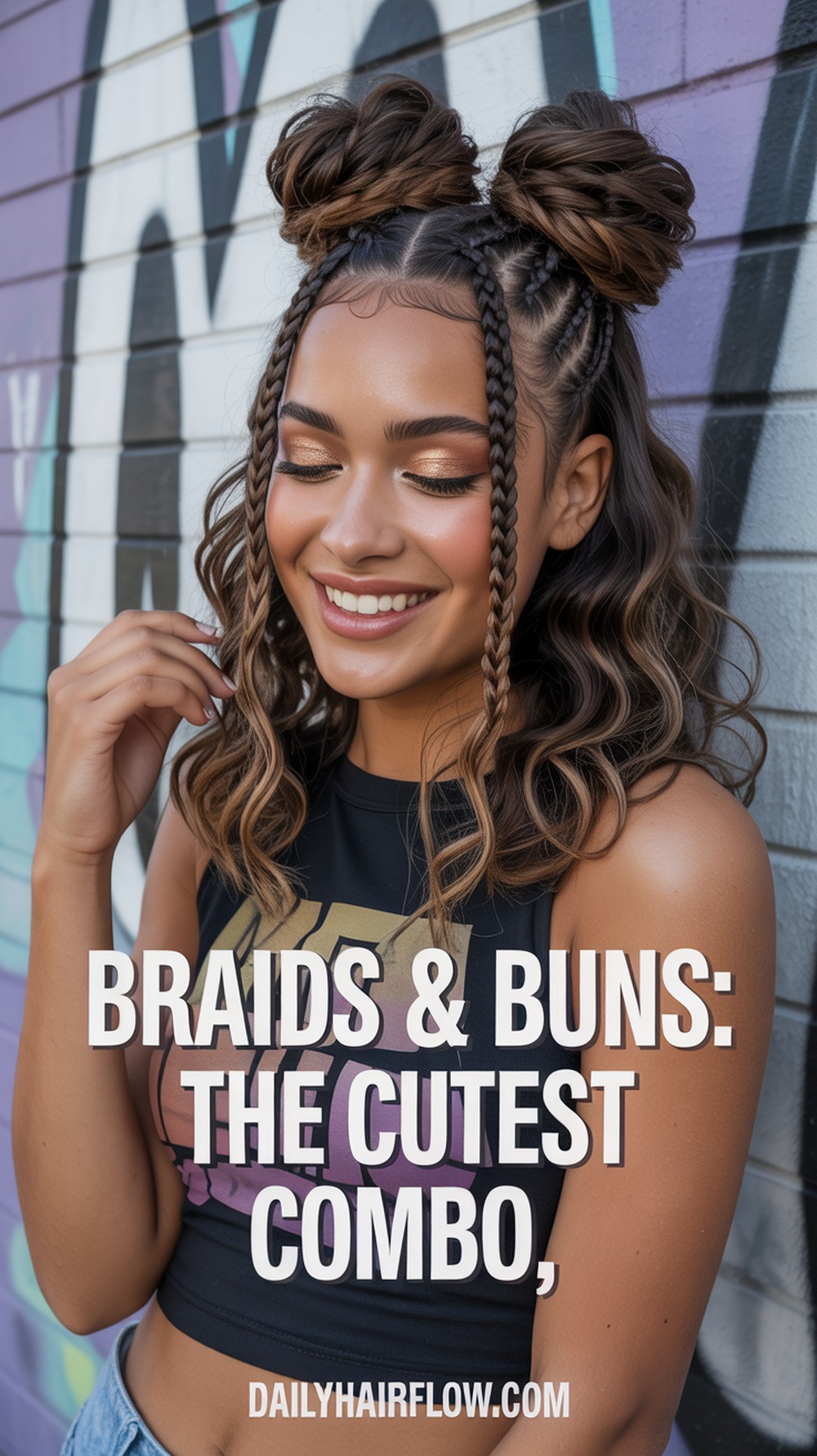 Double Dutch Braids into Space Buns