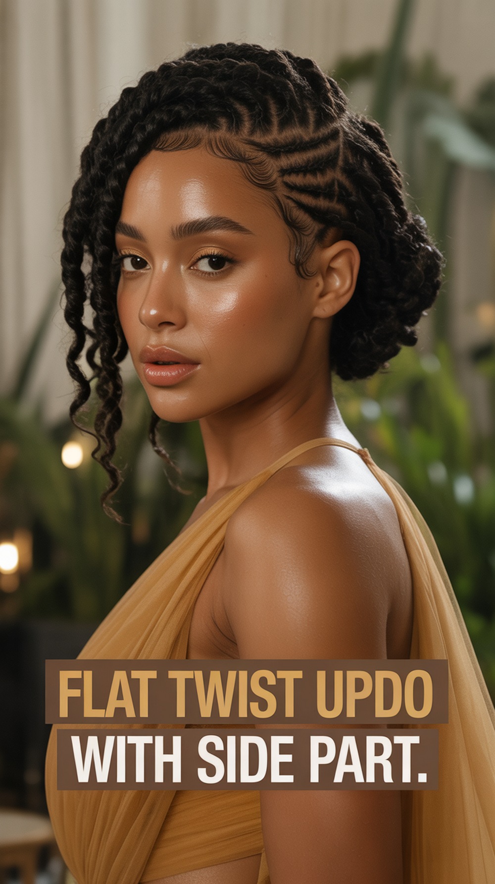 Flat Twist Updo with Side Part