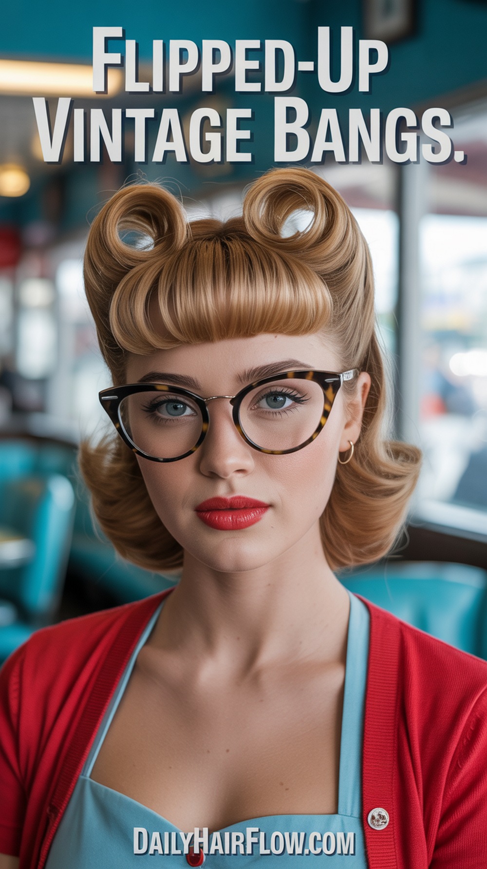 Flipped‑Up Vintage Baby Bangs