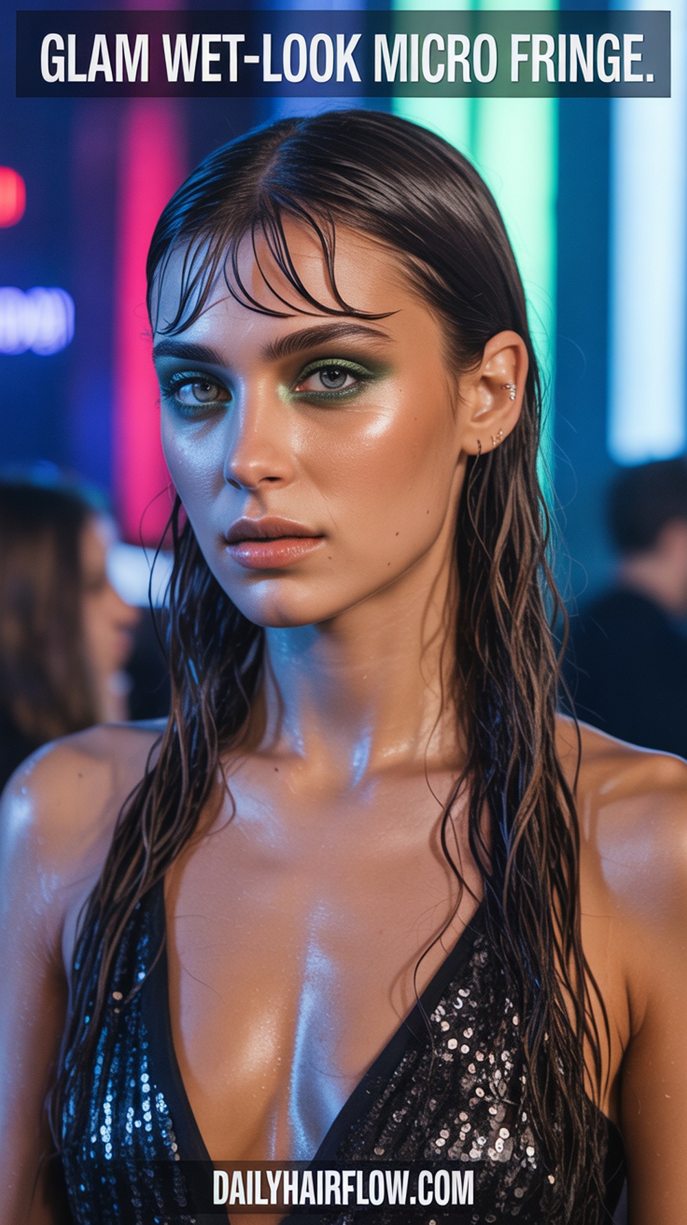 Glam Wet‑Look Micro Fringe