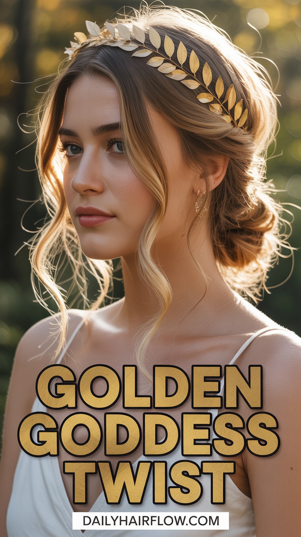 Half Up Twist with a Gold Leaf Crown