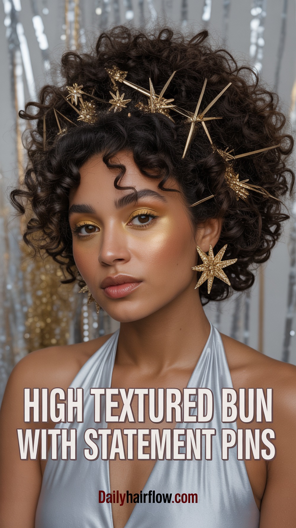 High Textured Bun with Statement Pins