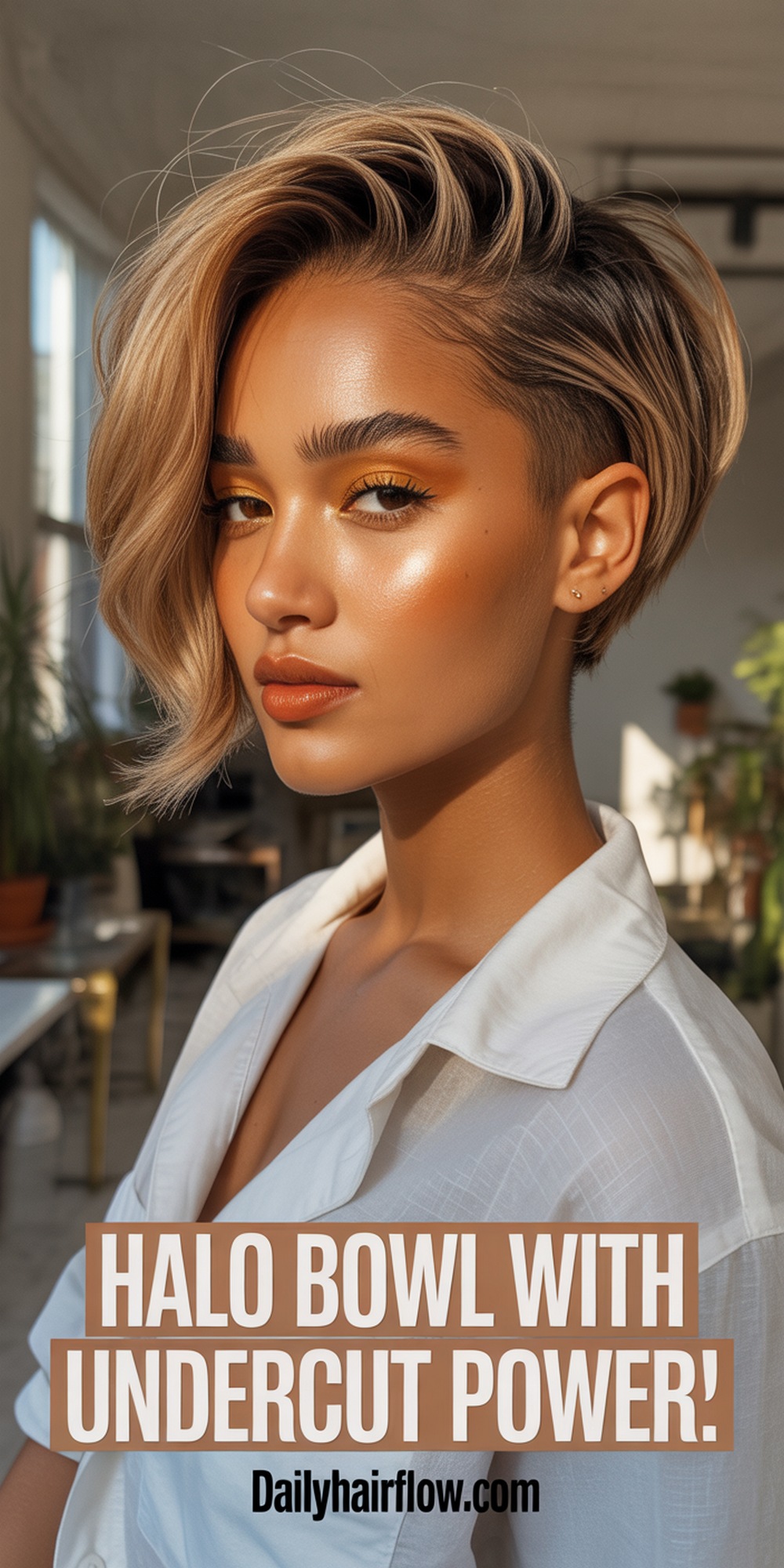 Honey Blonde Halo Bowl Cut, Undercut Edition