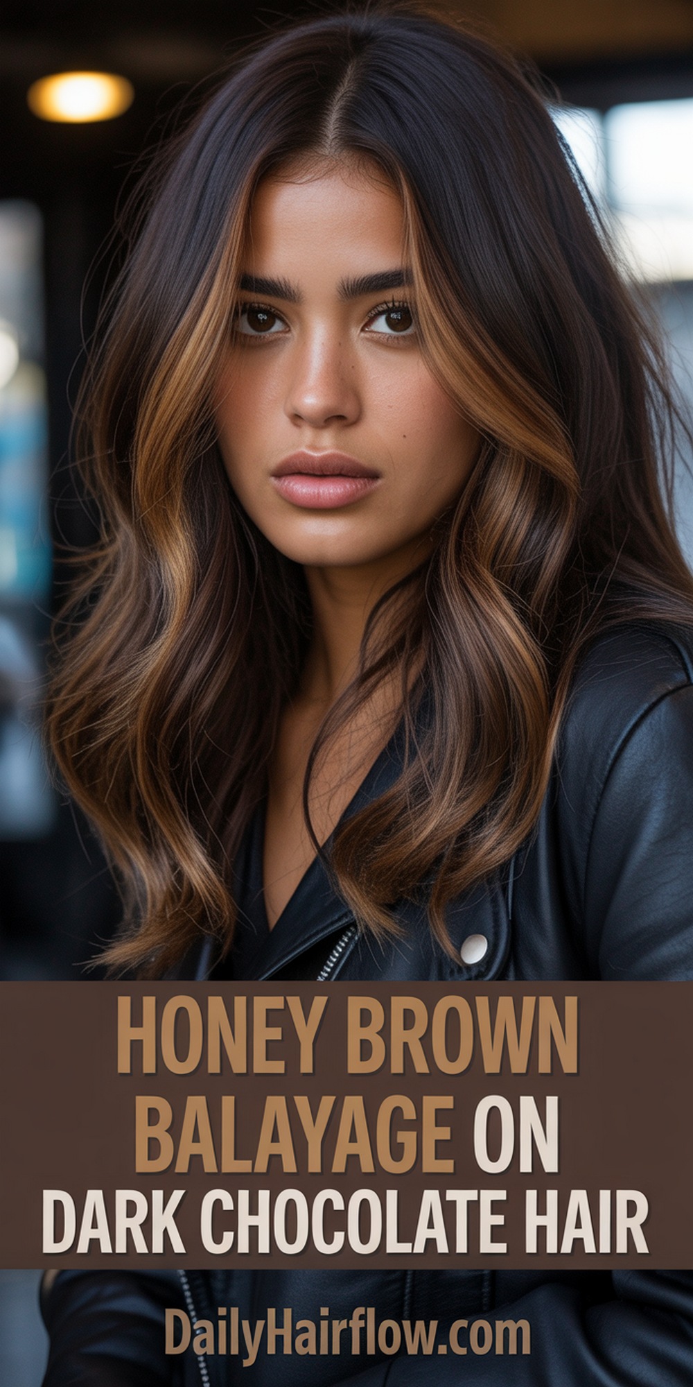Honey Brown Balayage on Dark Chocolate Hair