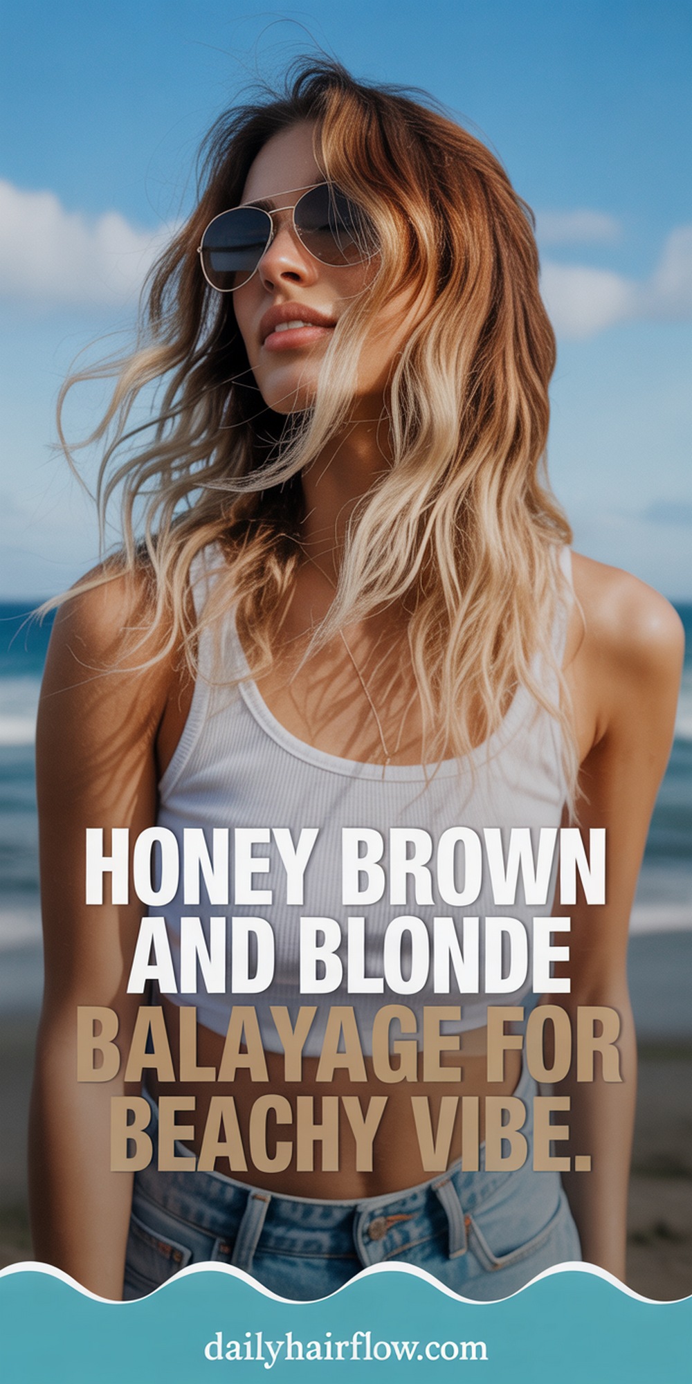 Honey Brown and Blonde Balayage for a Beachy Vibe