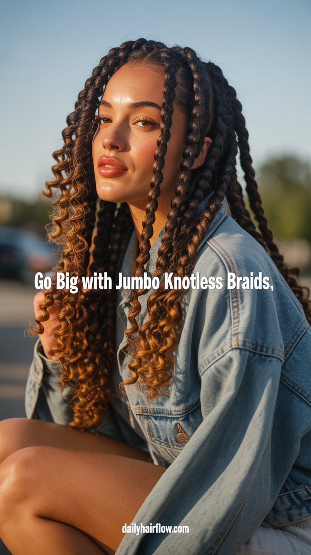 Jumbo Knotless Braids with Curly Ends