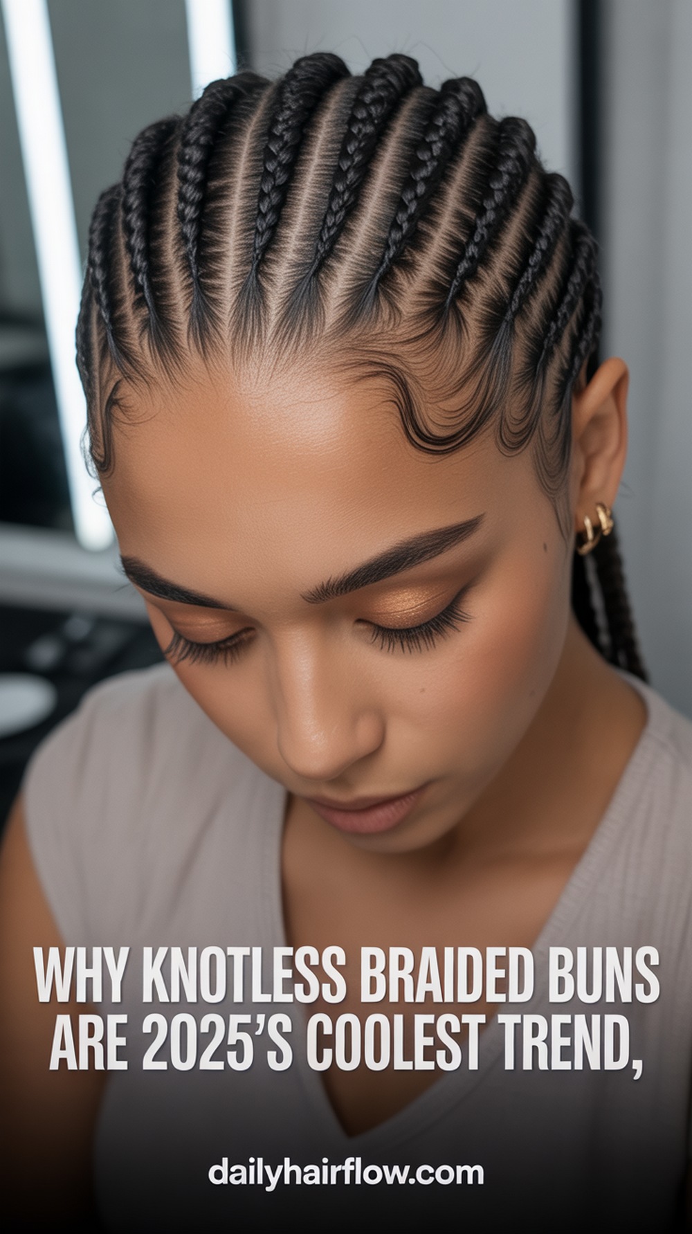 Knotless Micro Braids in Space Buns