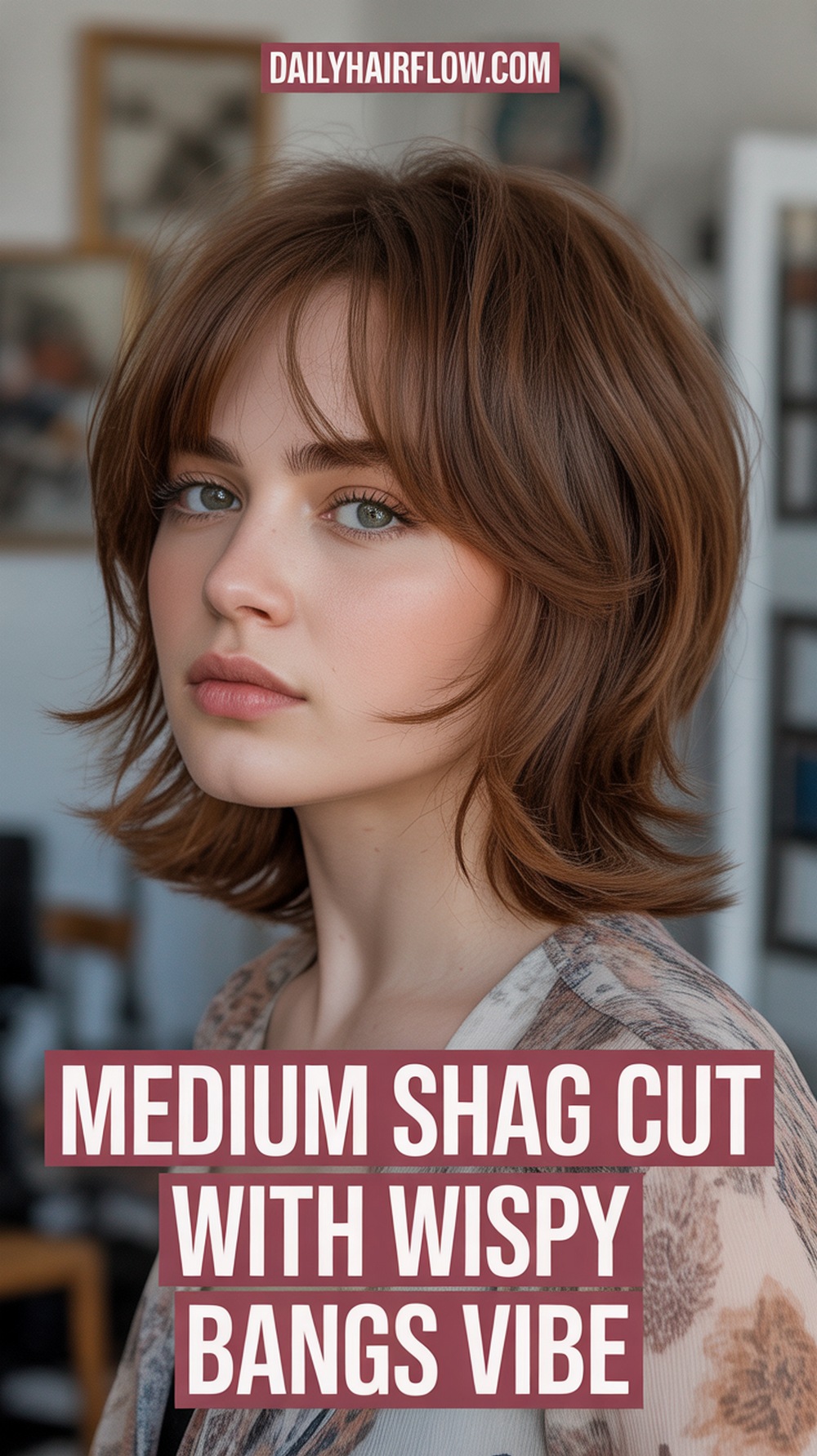 Medium Shag Cut with Wispy Bangs