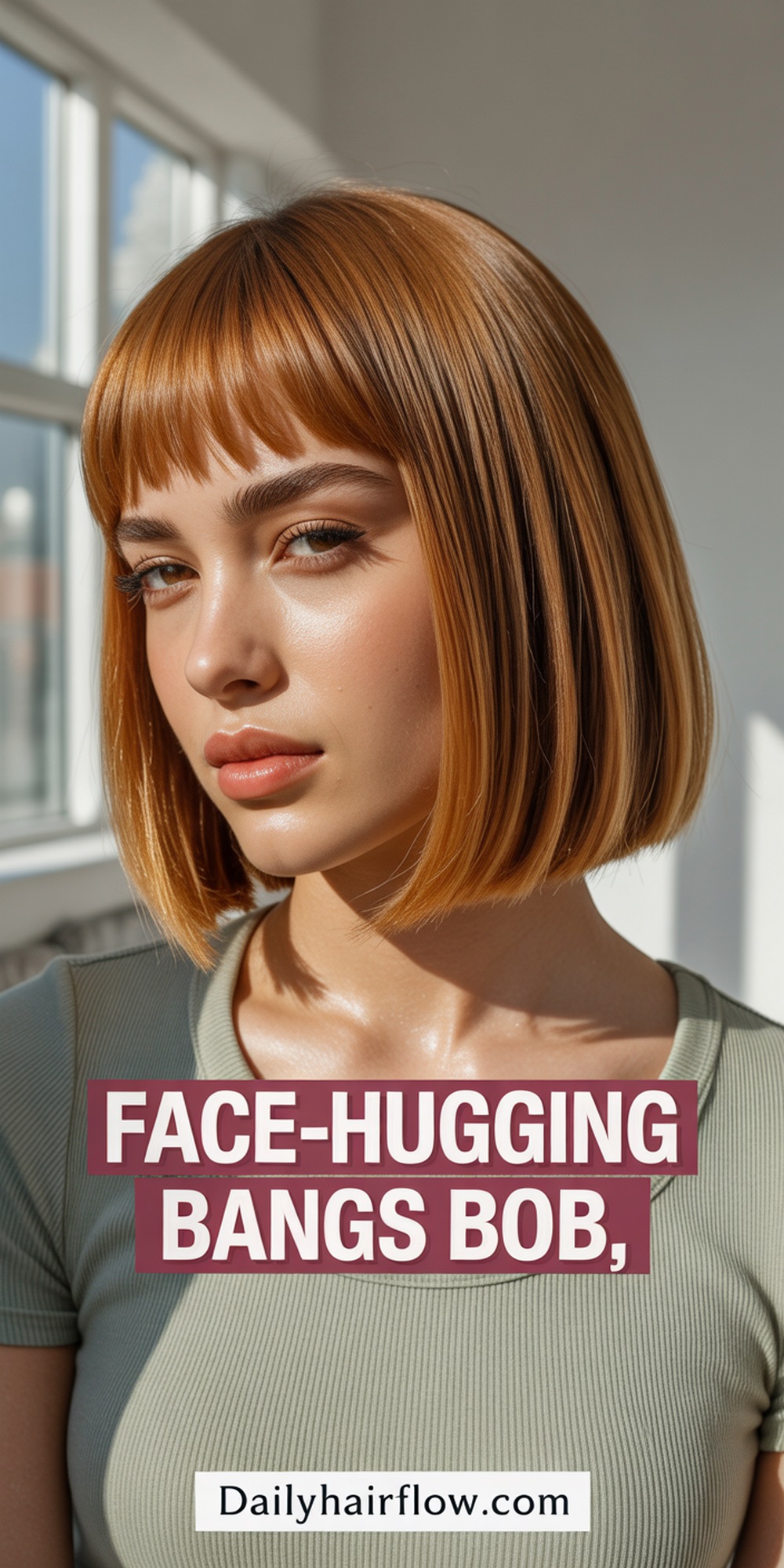 Pin Straight Bottleneck Bob, Perfectly Contoured by Face Hugging Bangs