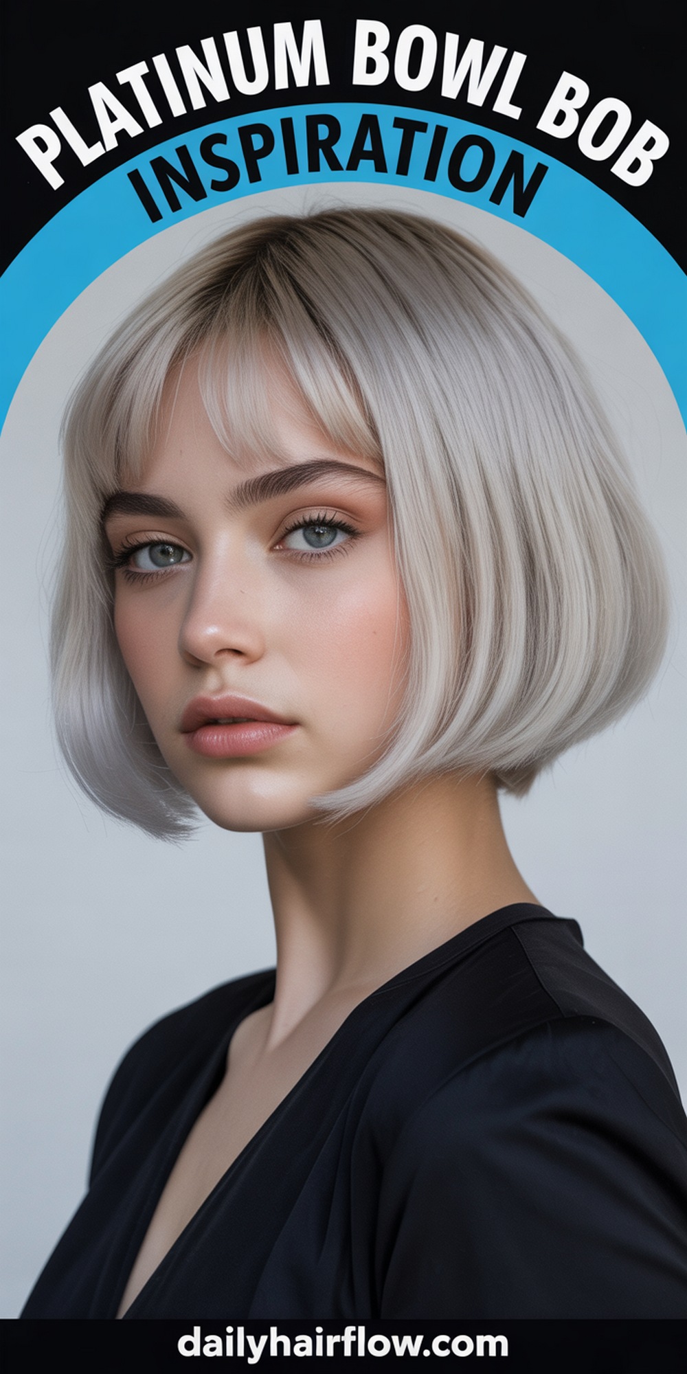 Platinum Bowl Bob with Soft Curtain Fringe