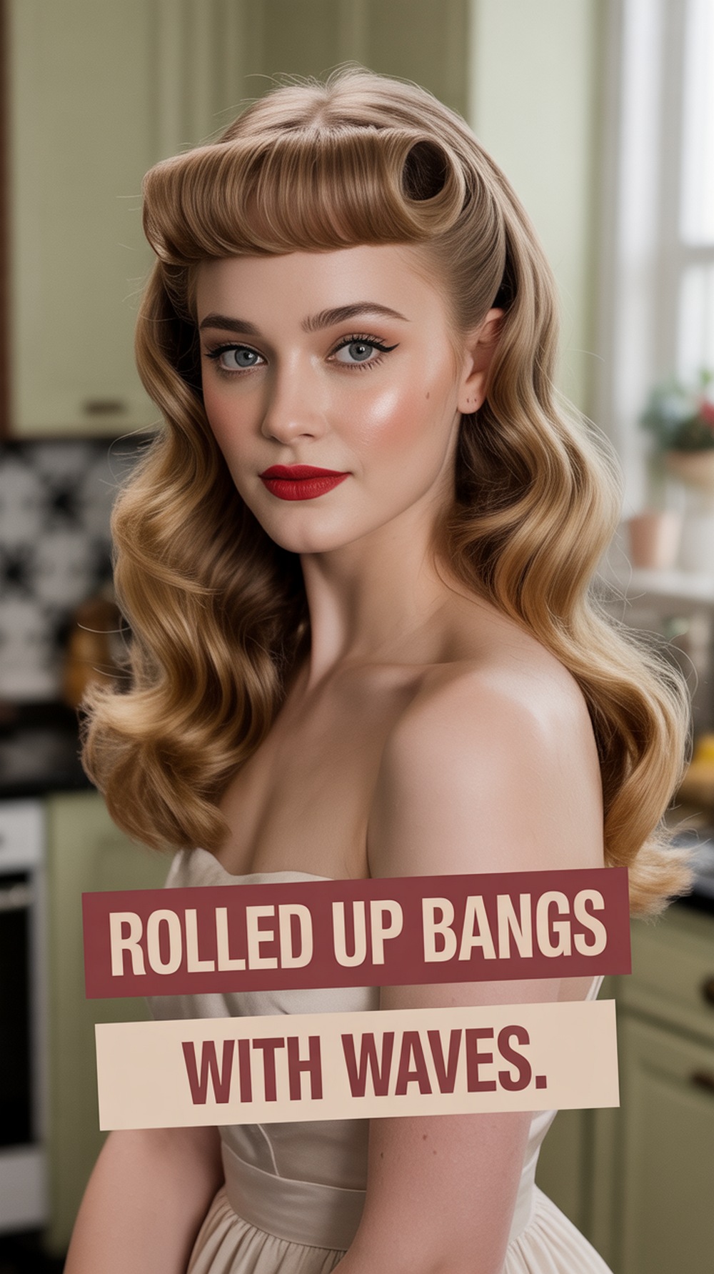 Rolled Up Bangs with Waves