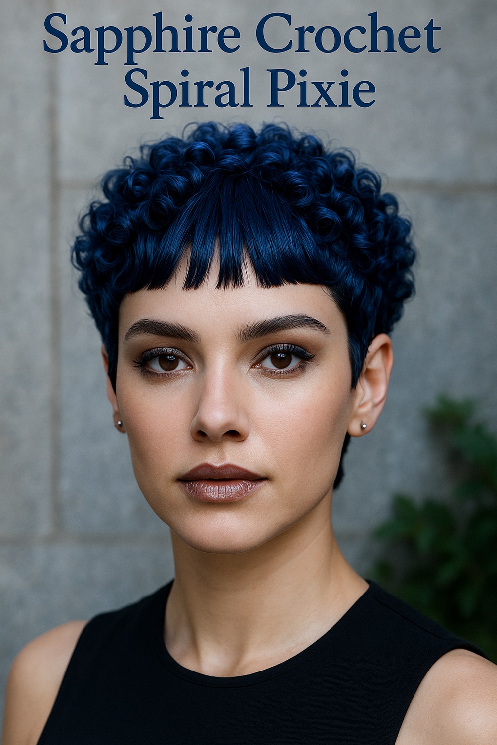 Sapphire Crochet Spiral Pixie with Micro Sweep Fringe
