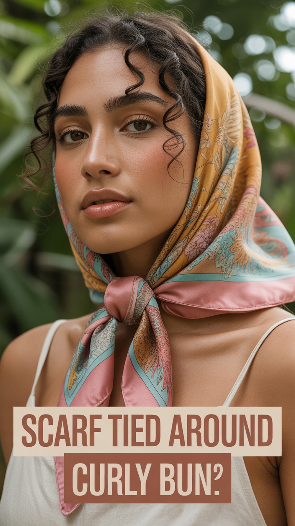 Scarf Tied Around Curly Bun
