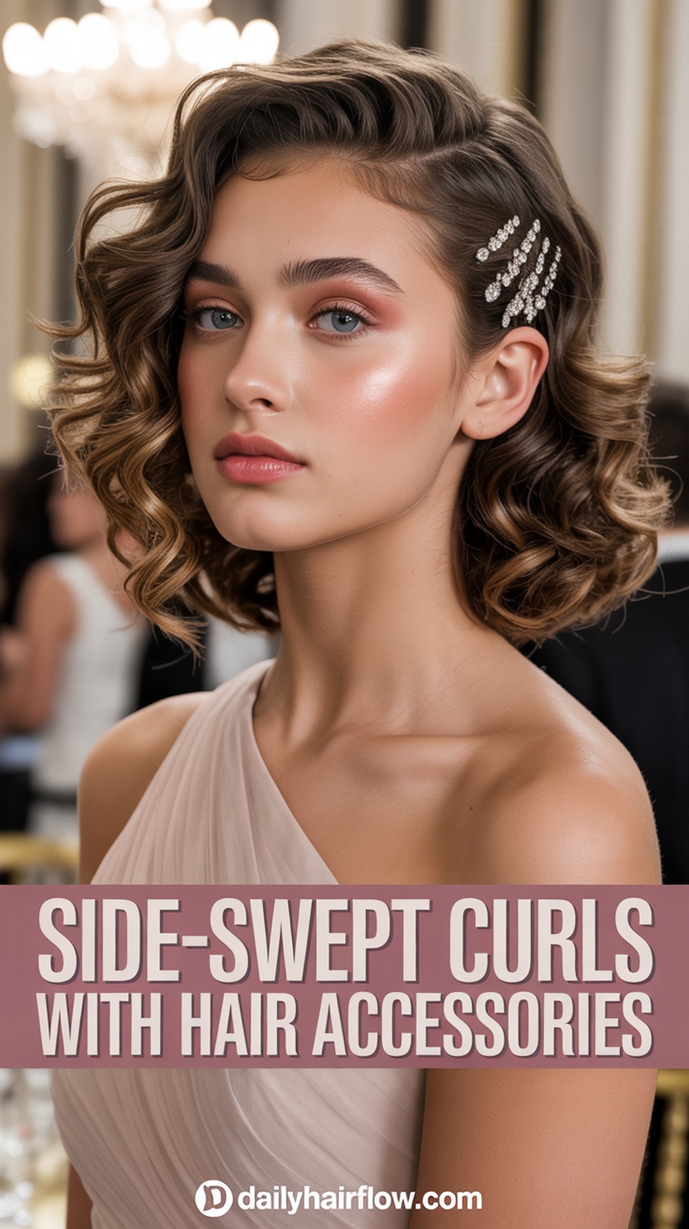 Side Swept Curls with Hair Accessories
