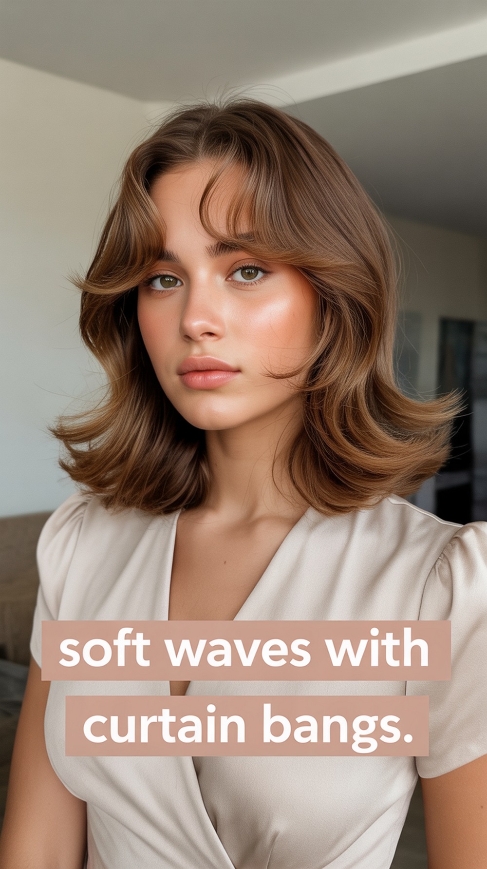 Soft Waves with Curtain Bangs