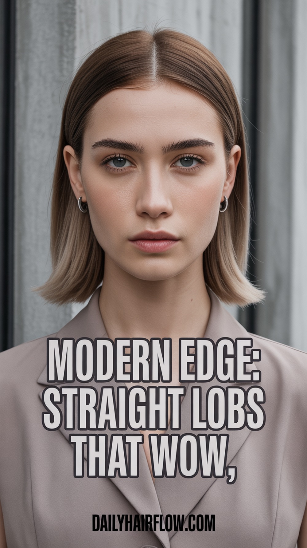 Straight Lob in Cool Mushroom Brown for a Modern Edge