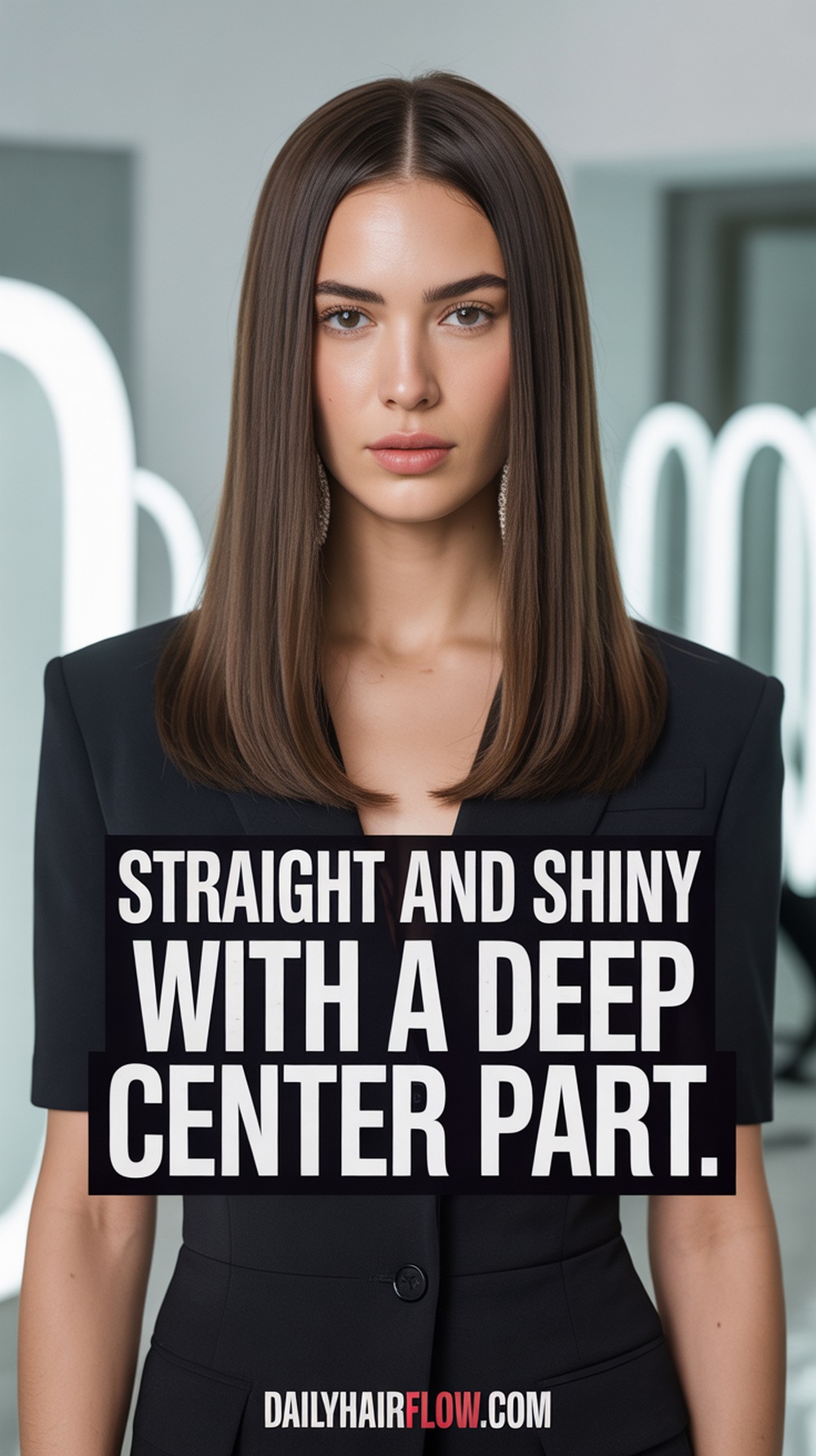 Straight and Shiny with a Deep Center Part