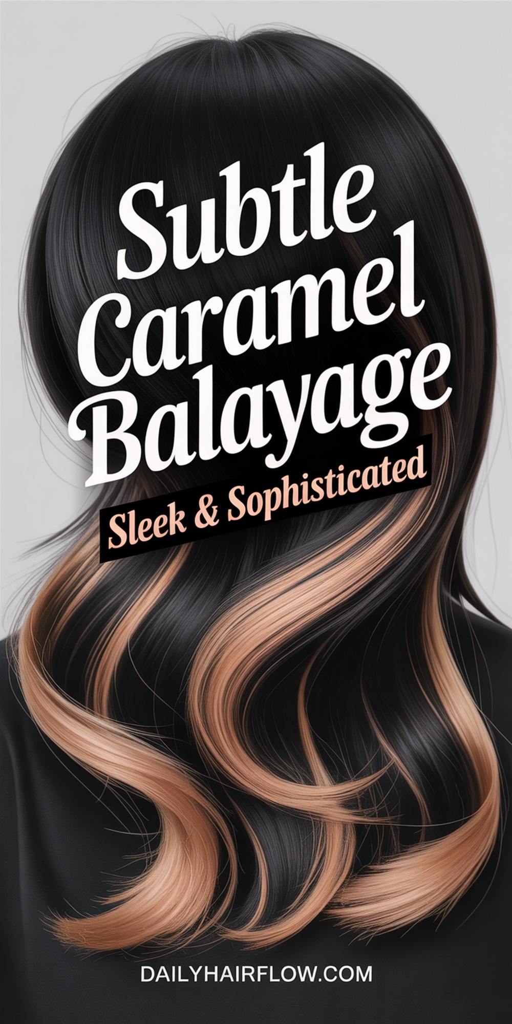 Subtle Caramel Balayage on Straight Black Hair