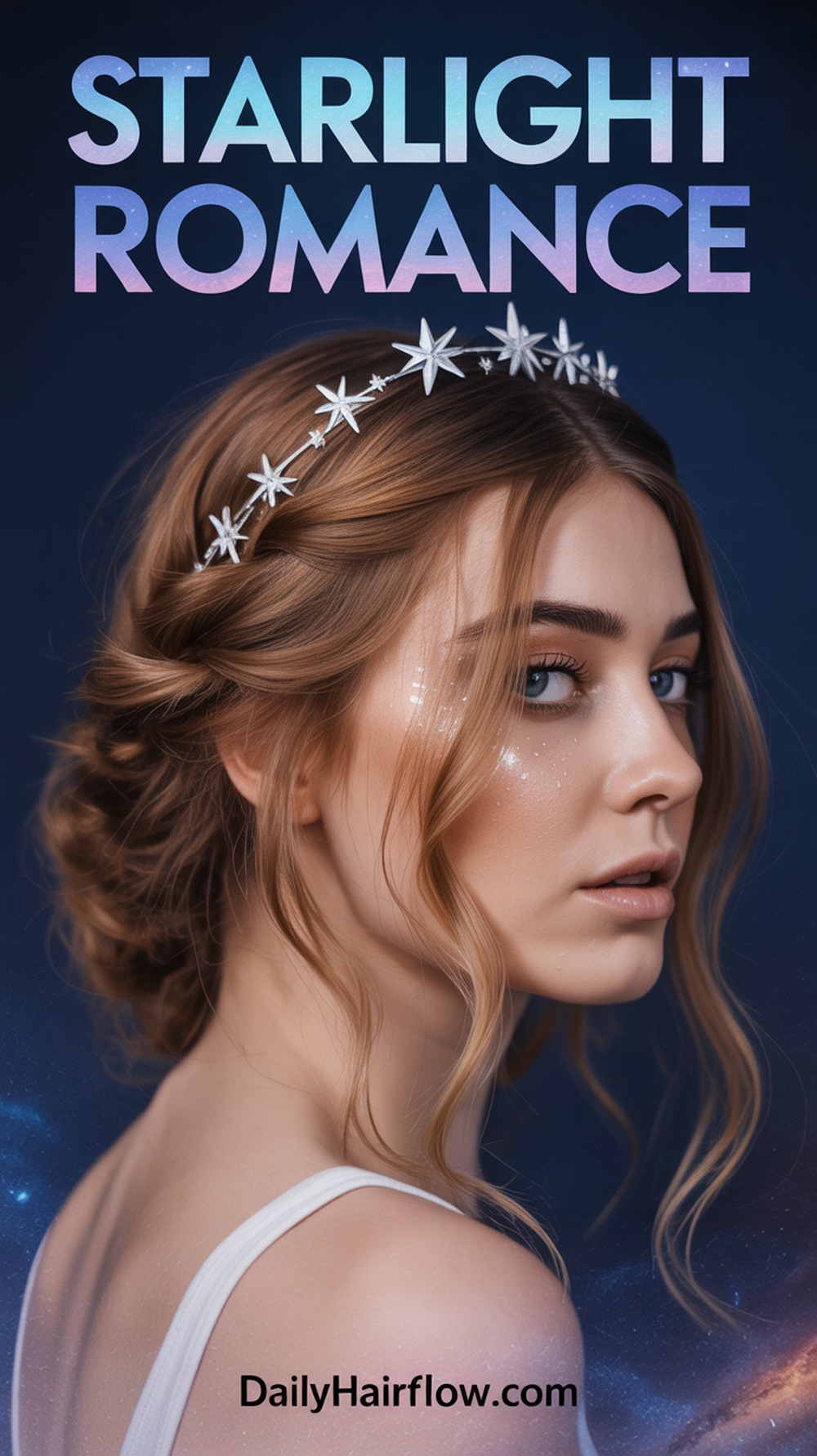 Twisted Half Updo with a Starry Crown