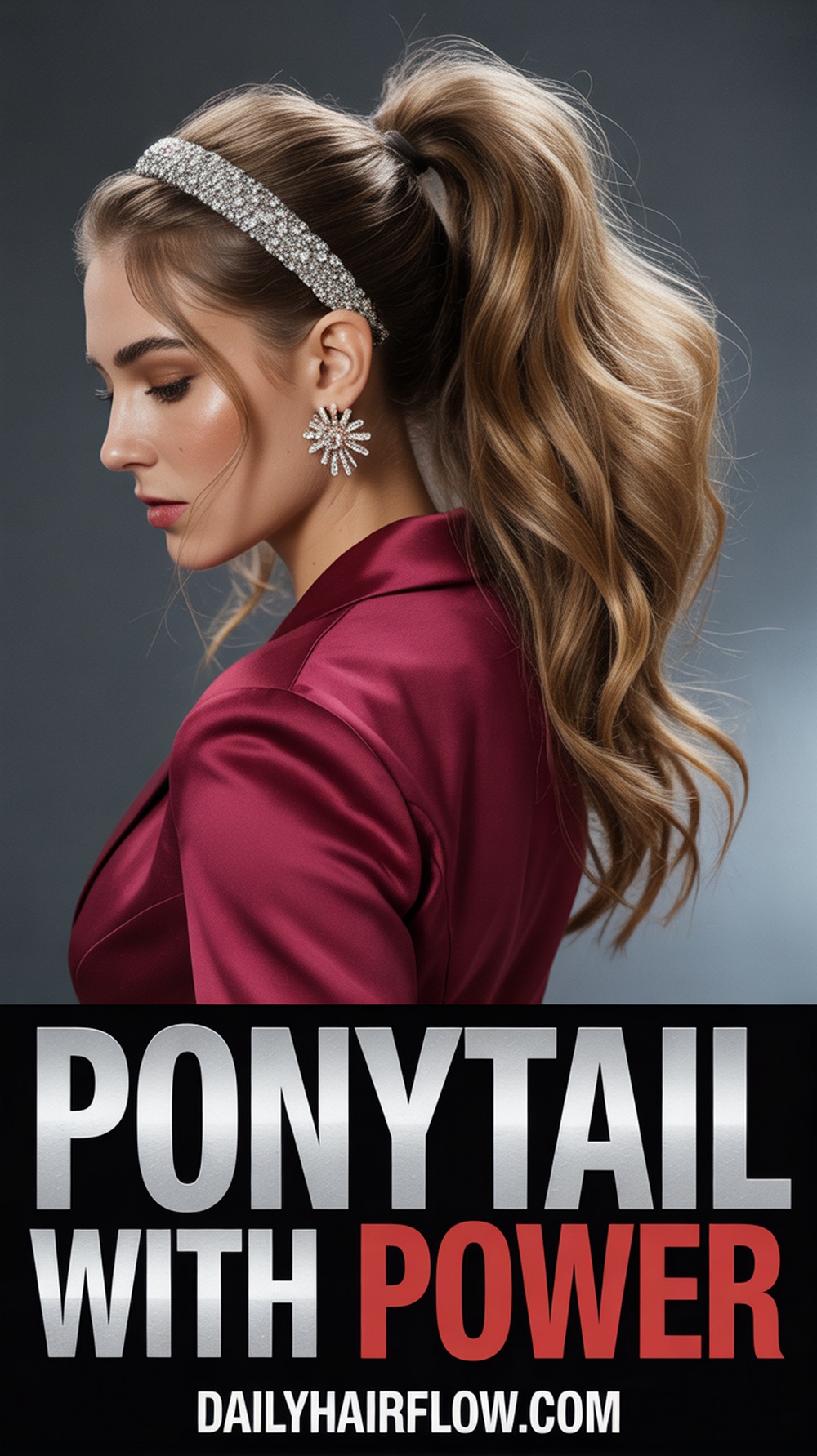 Voluminous Ponytail with a Gemstone Headband