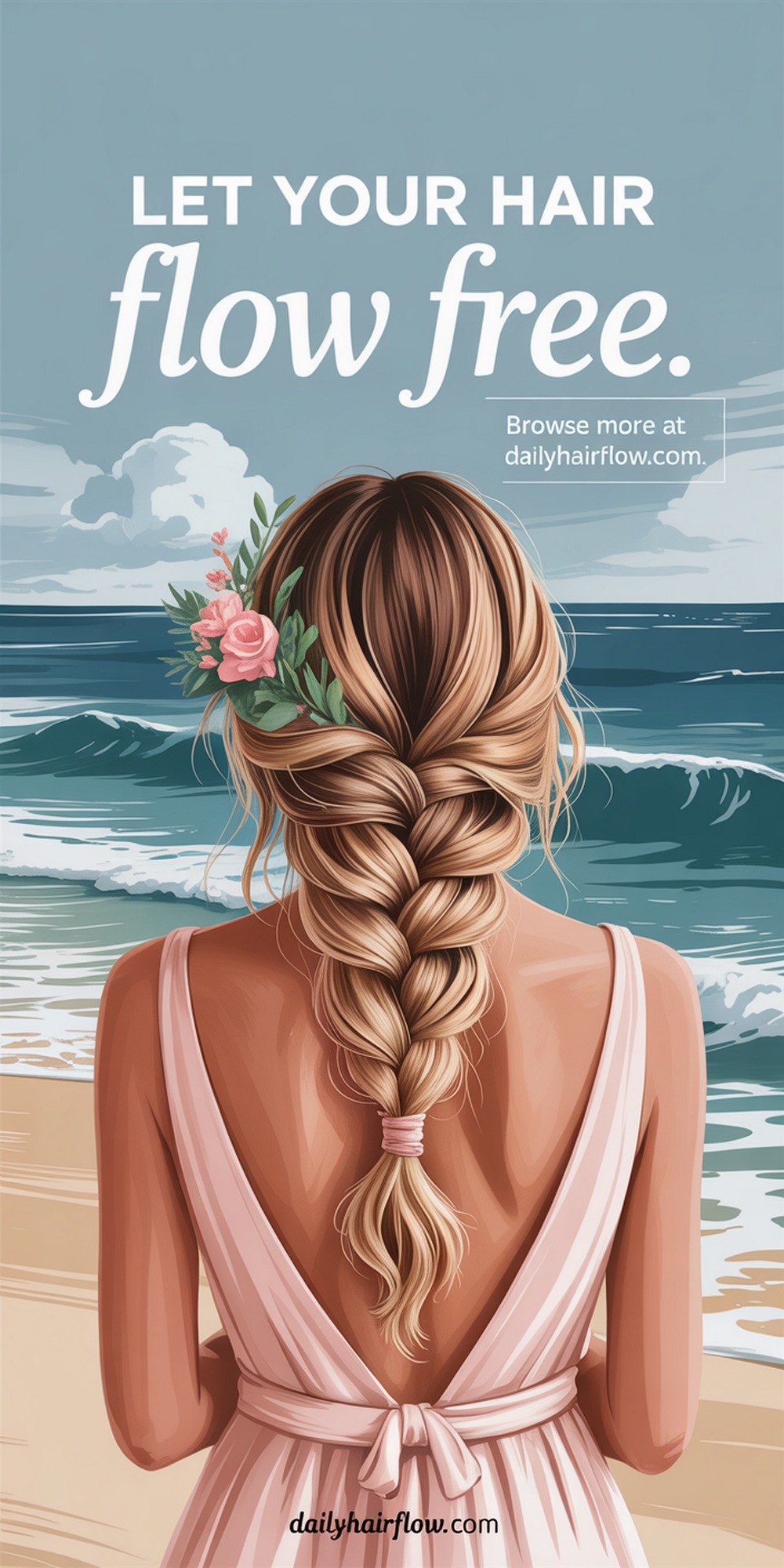 Waterfall Braid with Beachy Waves