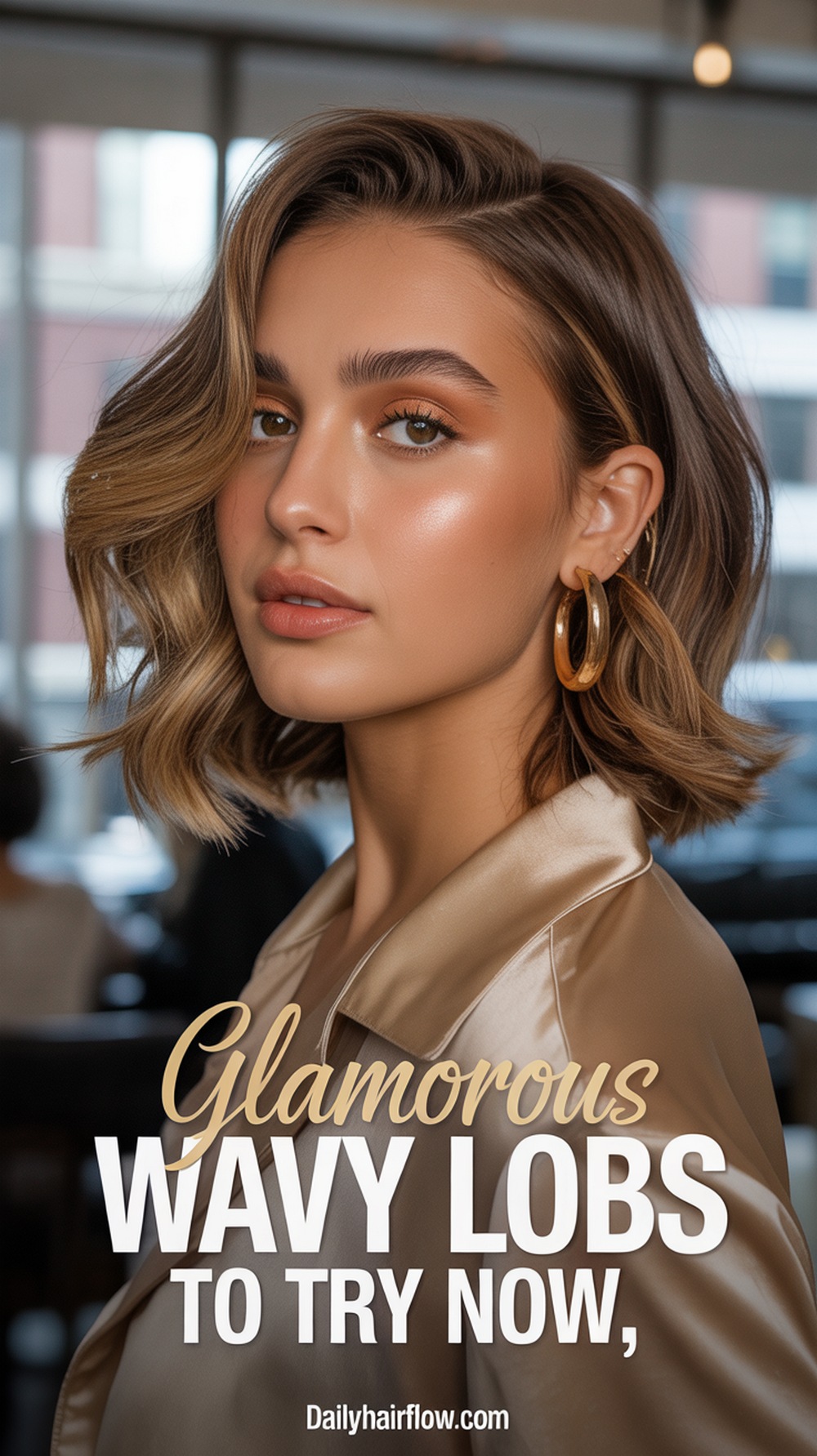 Wavy Lob in Mushroom Brown for Effortless Glam
