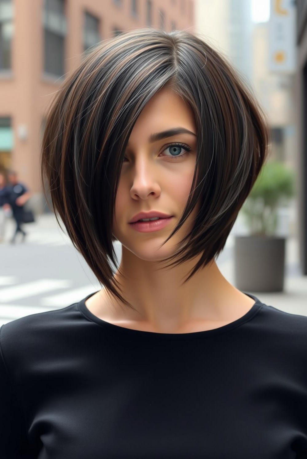 Asymmetrical Stacked Bob for Fine Hair